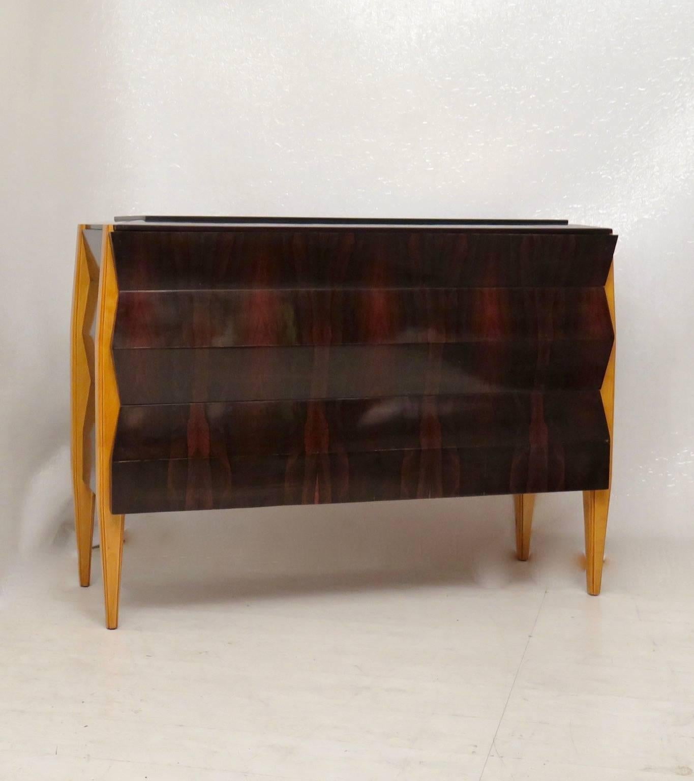 1940 Black Stained Mahogany French Art Deco Chest of Drawers 2