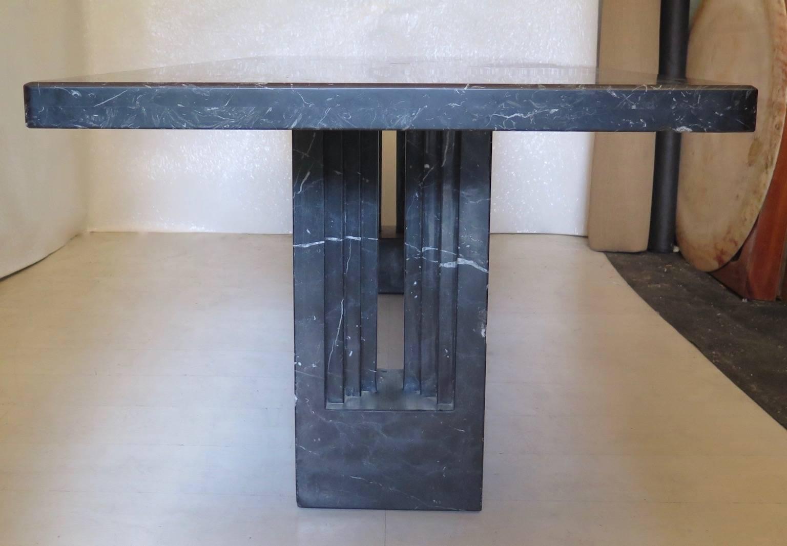 Marcel Breuer & Carlo Scarpa 1969 Delfi Black Marble Midcentury Table 1