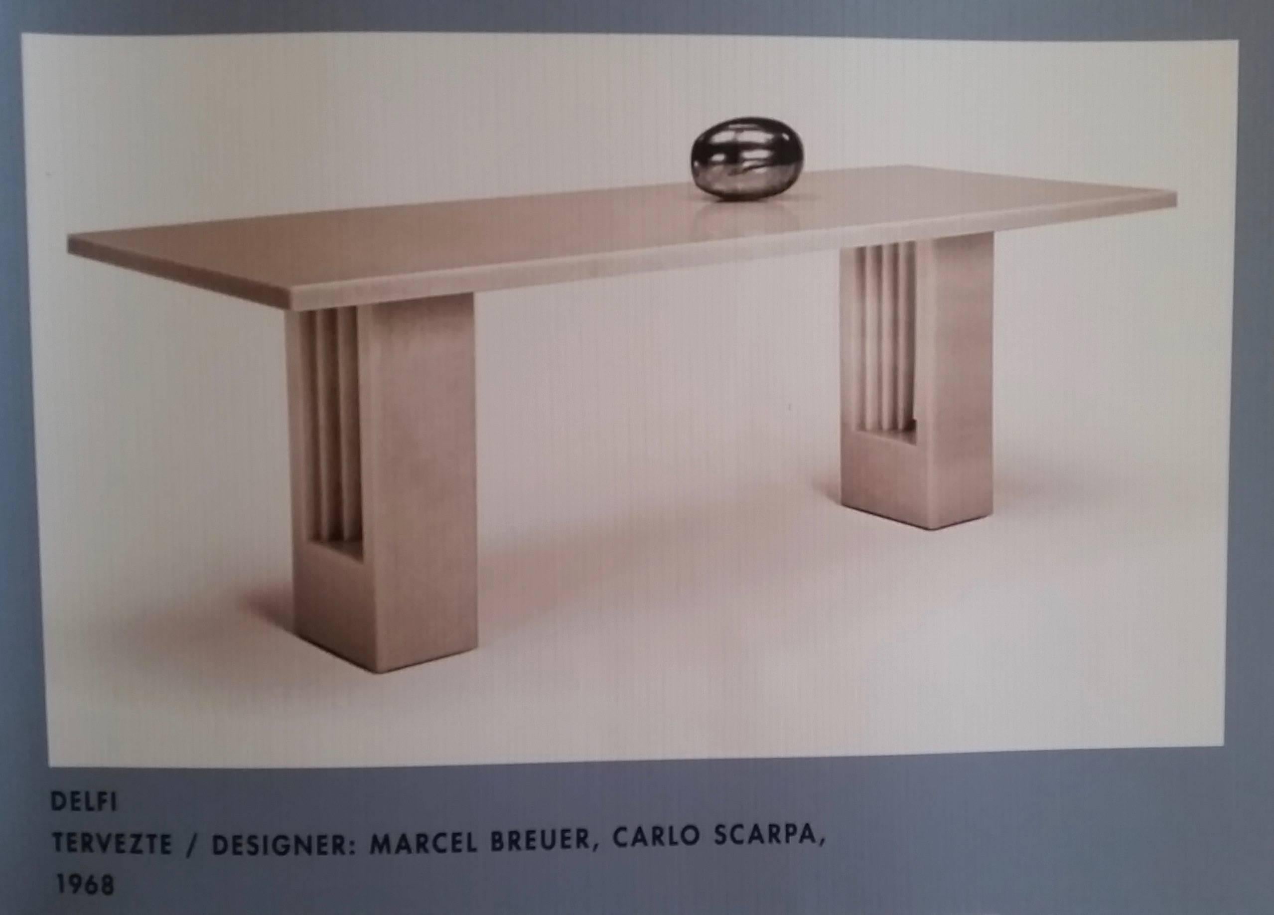 Marcel Breuer & Carlo Scarpa 1969 Delfi Black Marble Midcentury Table 4