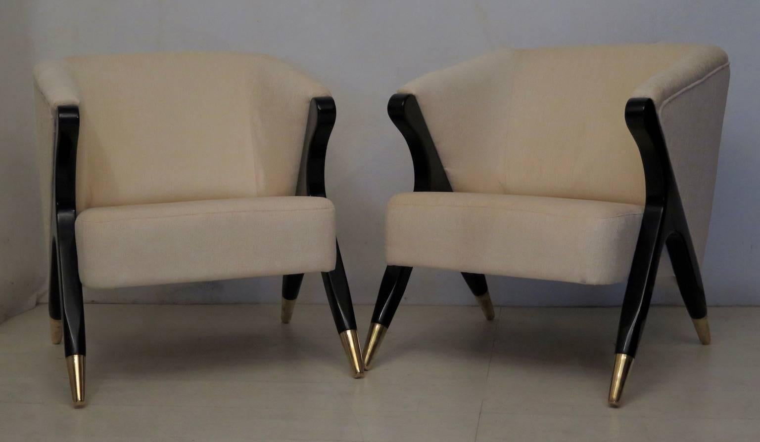 Mid-20th Century Two Art Deco Armchairs, Italy, 1930s