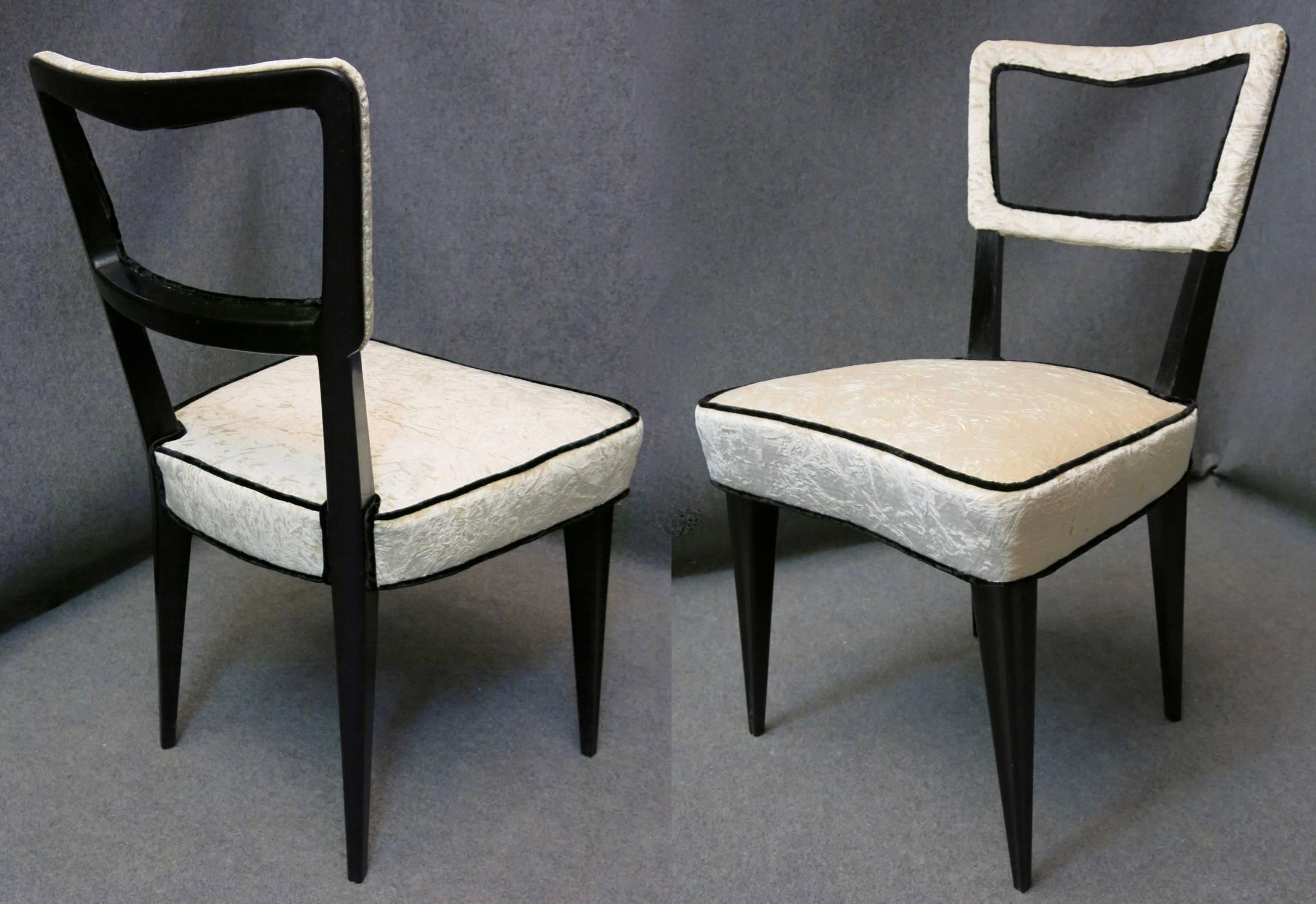 Eight Osvaldo Borsani Attributed 1940 Black and White Italian Art Deco Chairs 5
