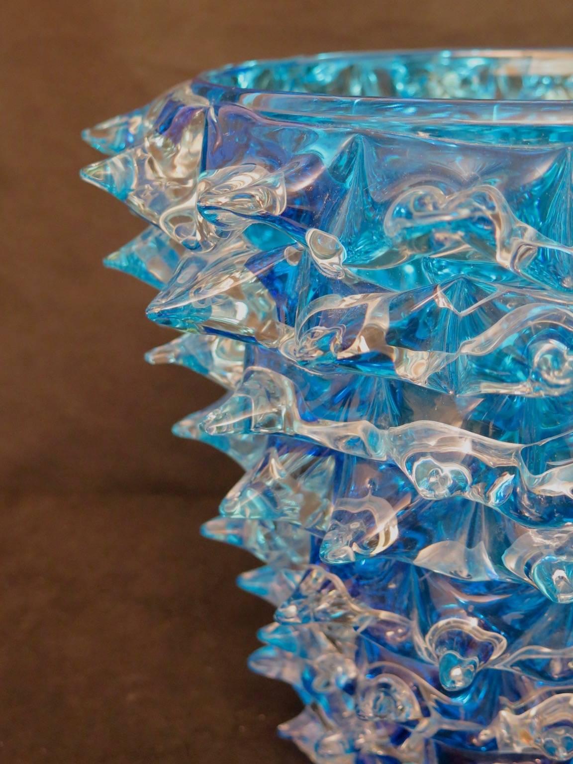 Art Glass 1980 Murano Water Sea Color Round Italian Vases