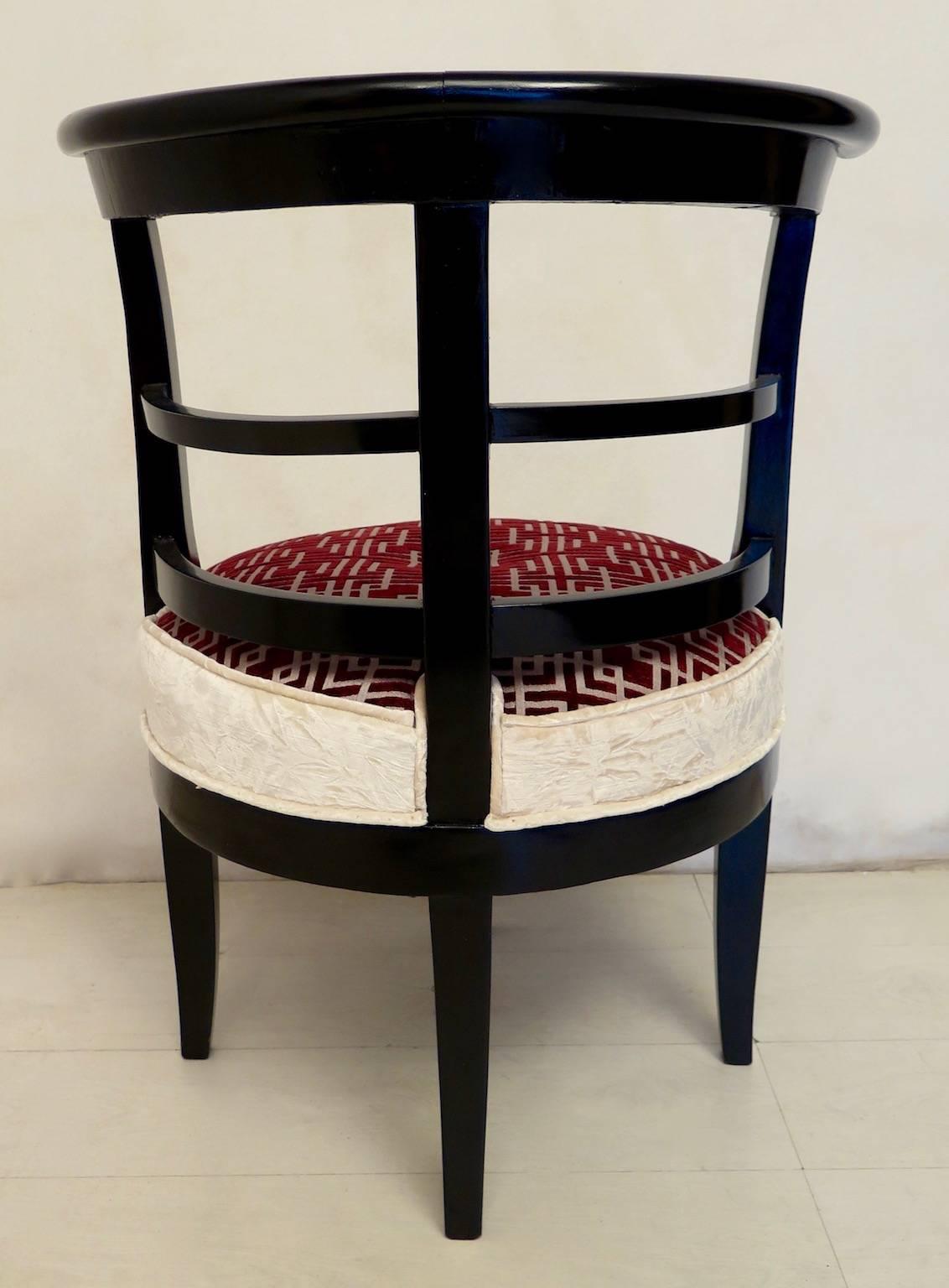 Velvet 1830s Biedermeier Round Black Austrian Chair