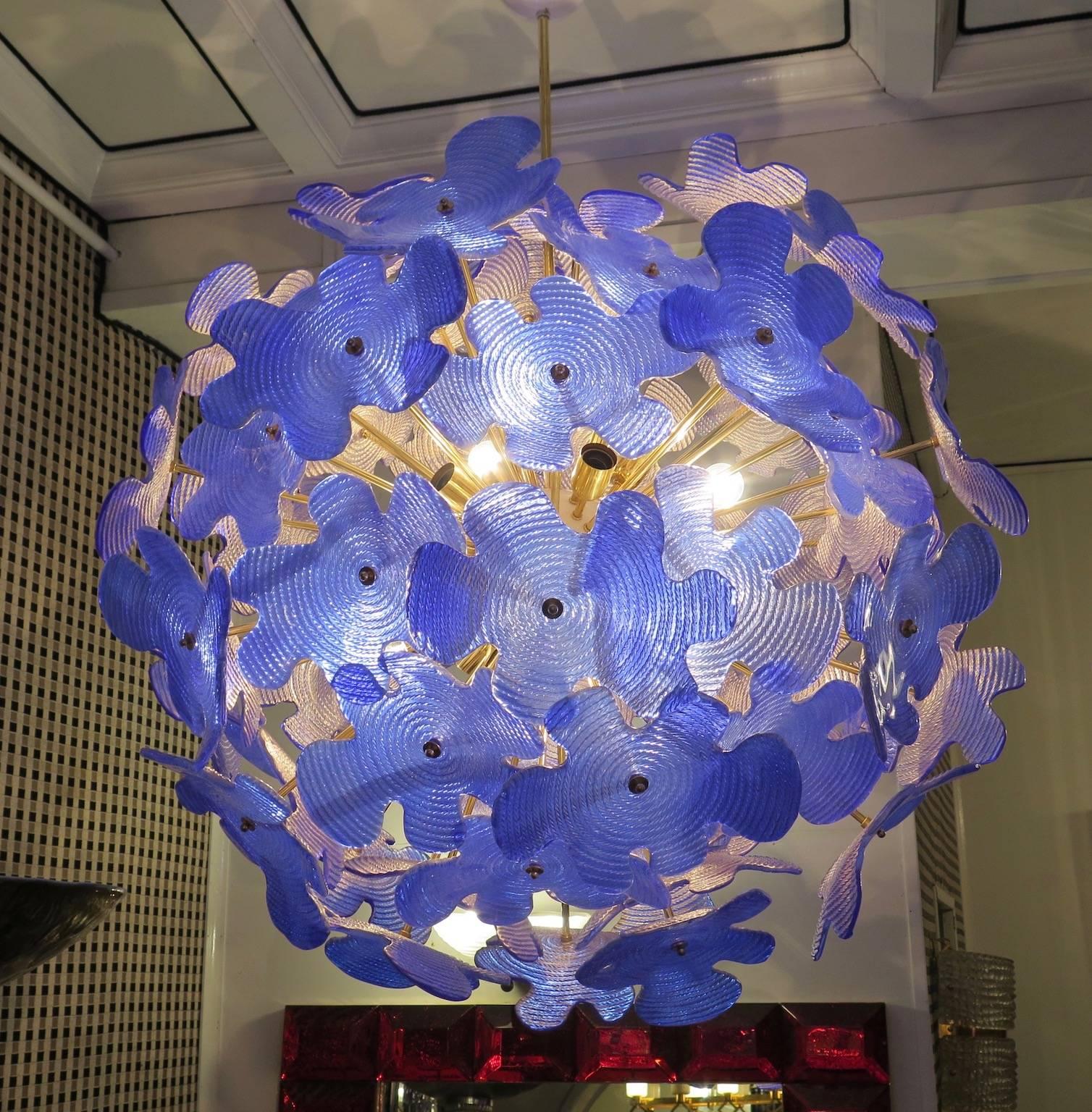 Mid-Century Modern Murano Sputnik Art Glass Midcentury Chandelier and Pendant, 2000 For Sale