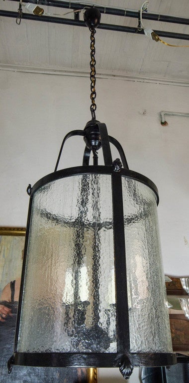 Mid-Century Modern Pair of 1950s Italian Metal and Glass Lanterns 