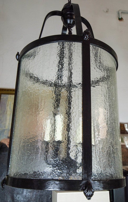 Pair of 1950s Italian Metal and Glass Lanterns  In Excellent Condition In Firenze, Toscana