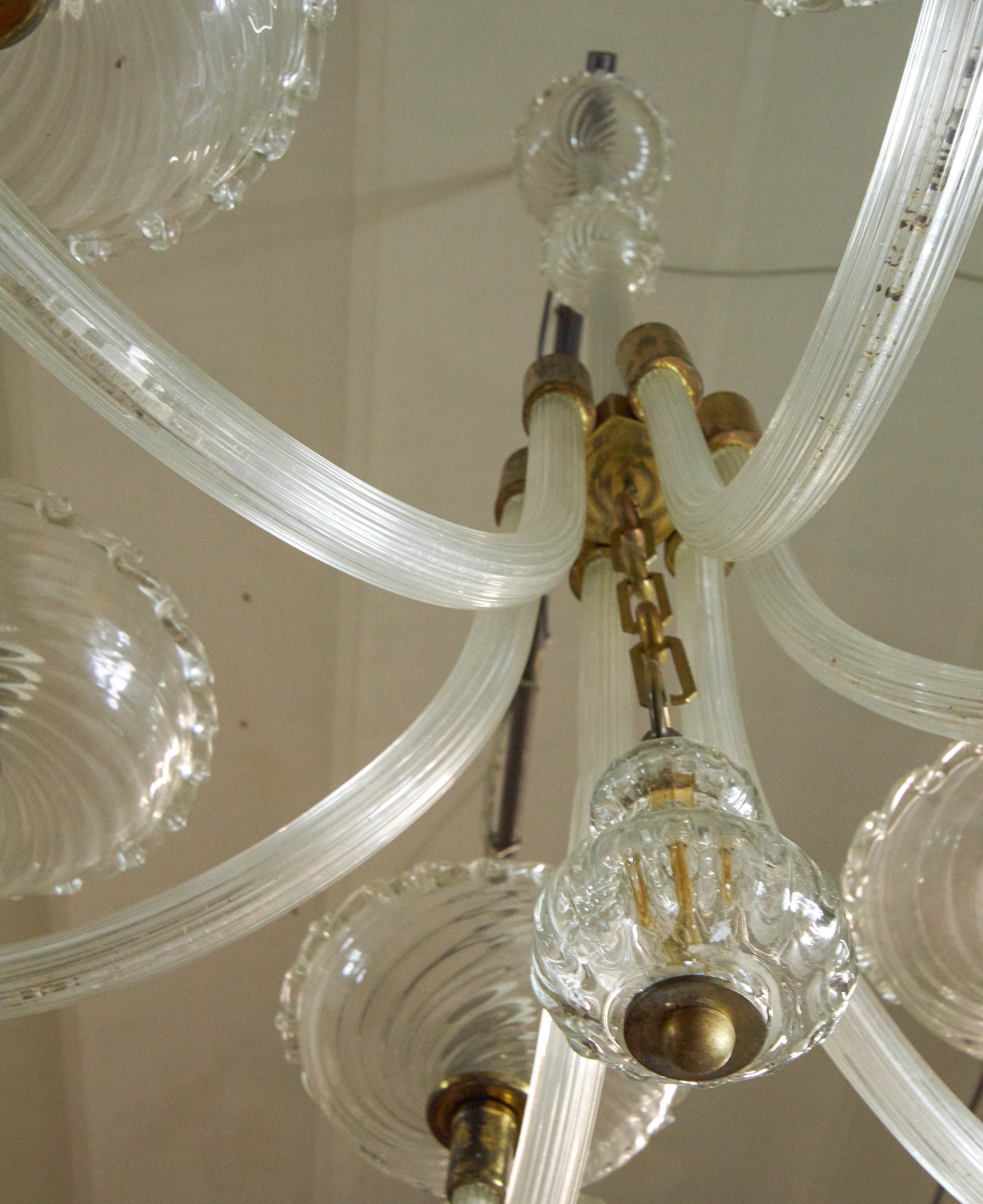  1940s  six arms Murano Glass Chandelier by Barovier 3