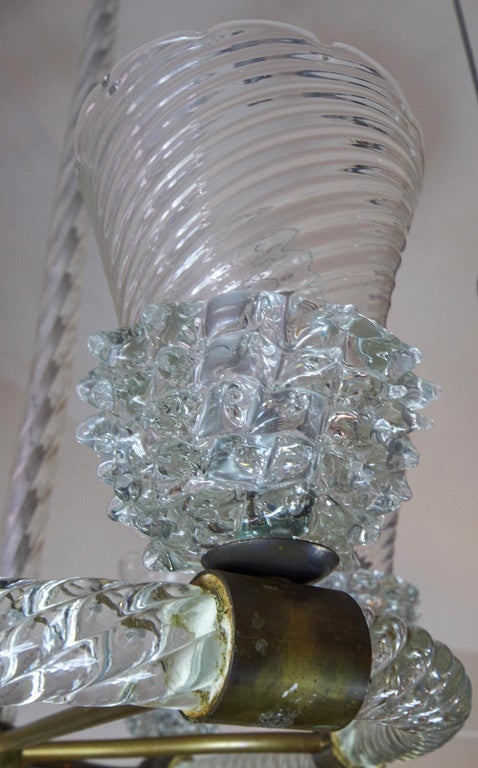 Oval Murano Glass Chandelier by Barovier e Toso, 1938-1940 In Excellent Condition In Firenze, Toscana
