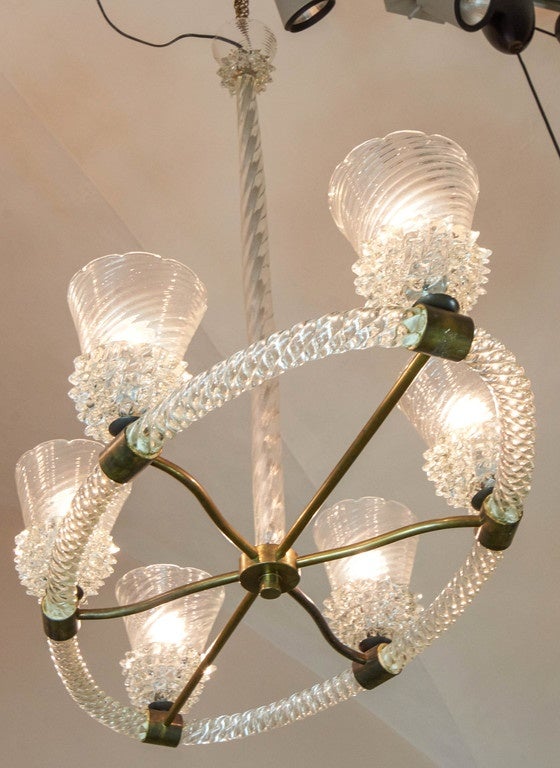 Oval Murano Glass Chandelier by Barovier e Toso, 1938-1940 3