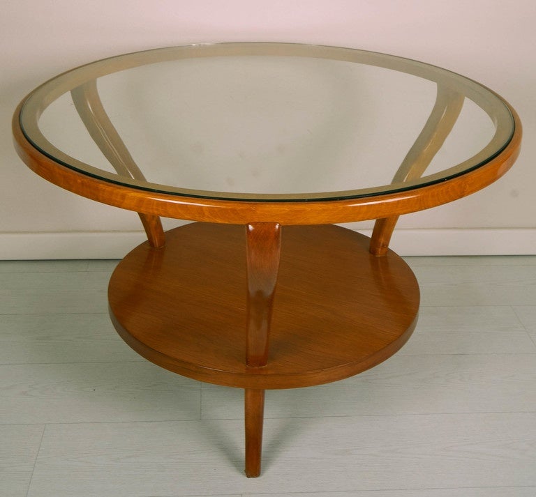 Mid-Century Modern Pair of Big Unusual Italian 1940s Solid Cherrywood Side Tables