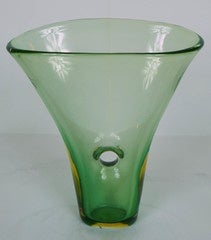 Vase Called "Forato" Venini Murano Glass by Fulvio Bianconi, Signed 1951