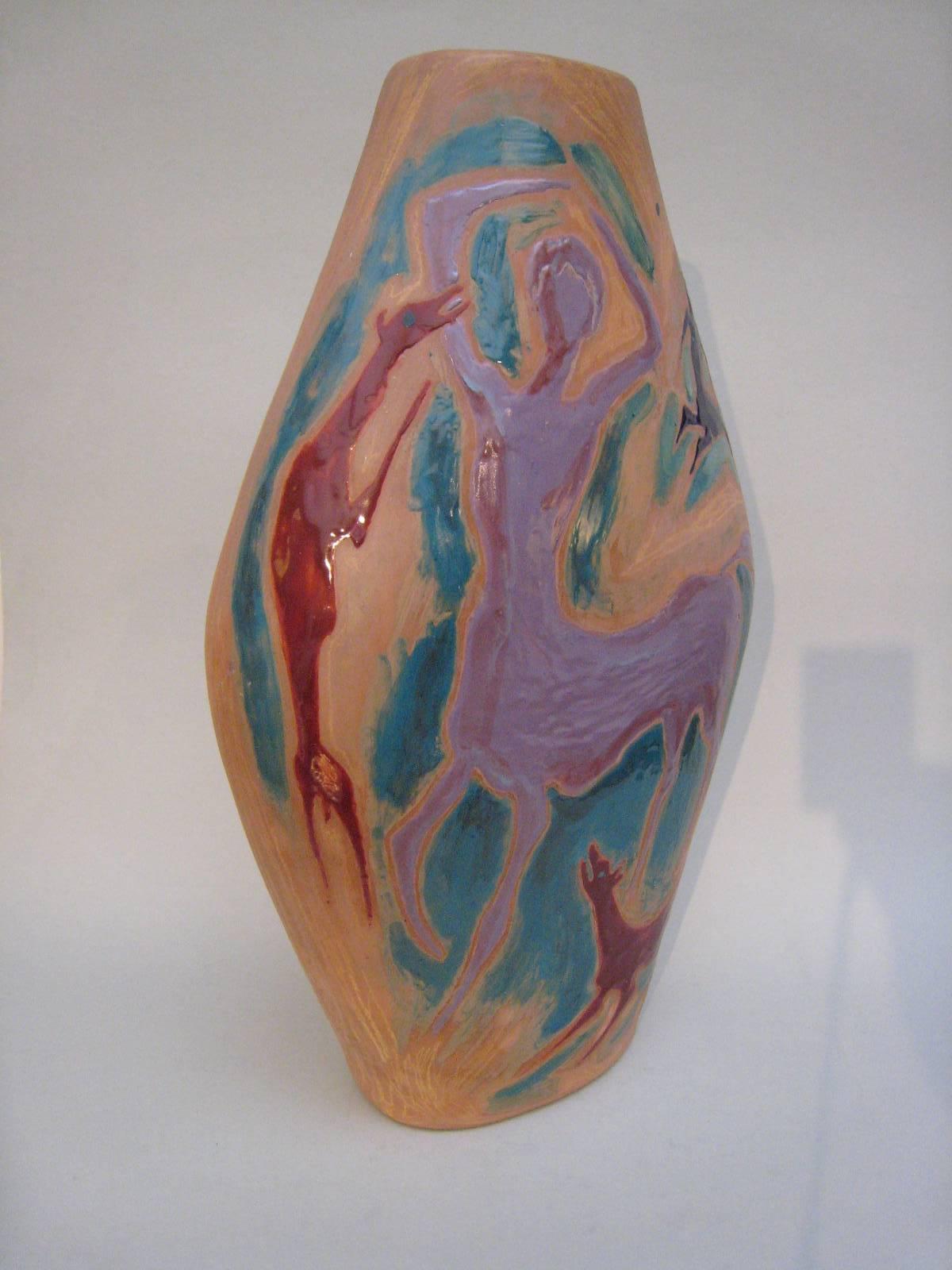 Ceramic vase of flattened shape  with mythological scene, 