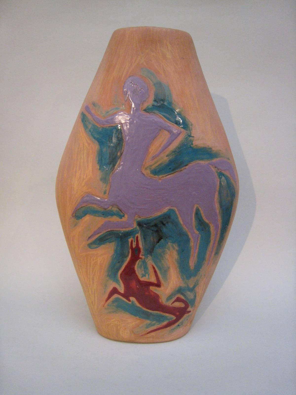 Italian Ceramic vase by Marcello Fantoni Signed and dated 1948.