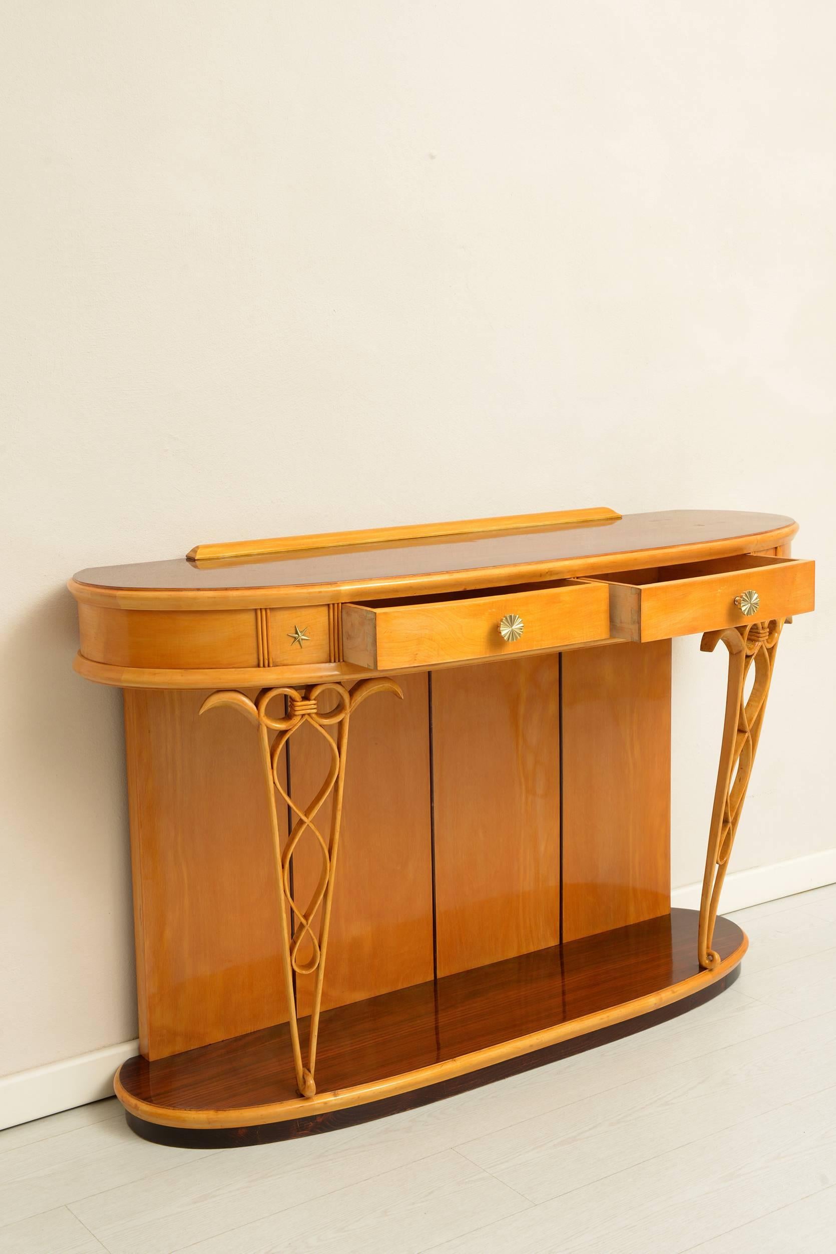 Mid-20th Century Rounded Italian 1940s Console by Fagioli Firenze
