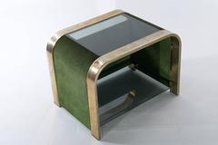 Pair of Italian 1970s Suede and Metal Nightstands or Side Table