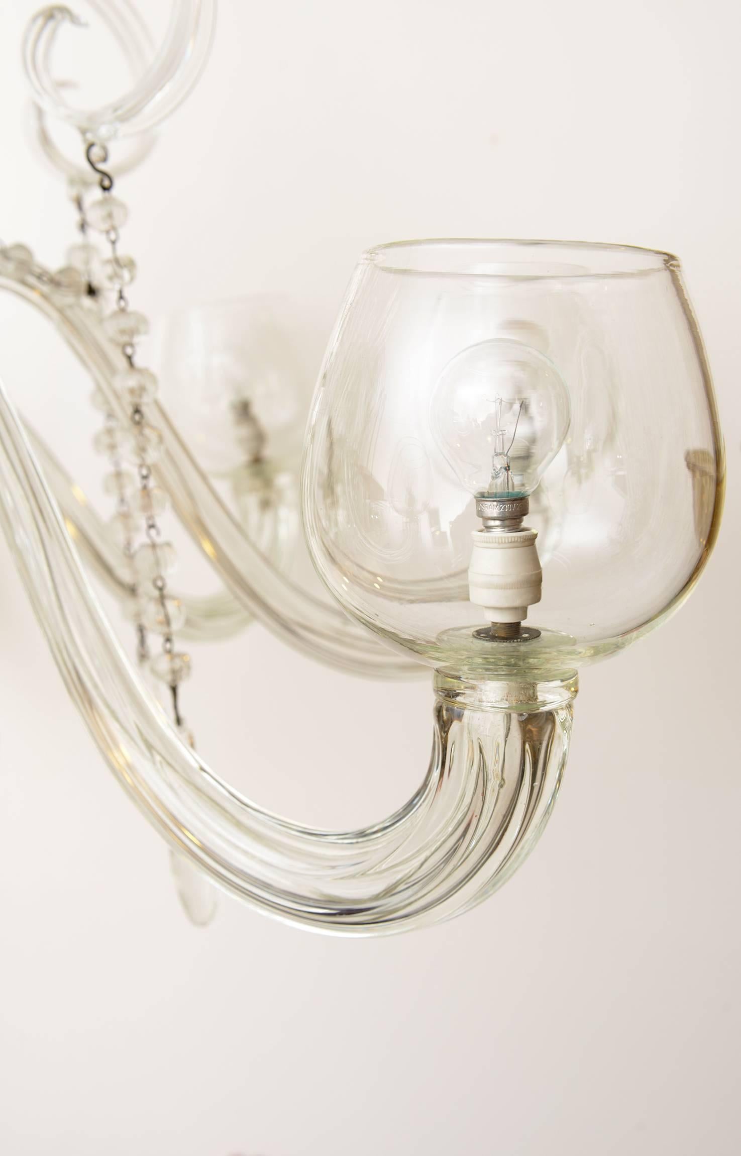 Mid-Century Modern  Elegant 1940s Murano Glass Chandelier by Barovier