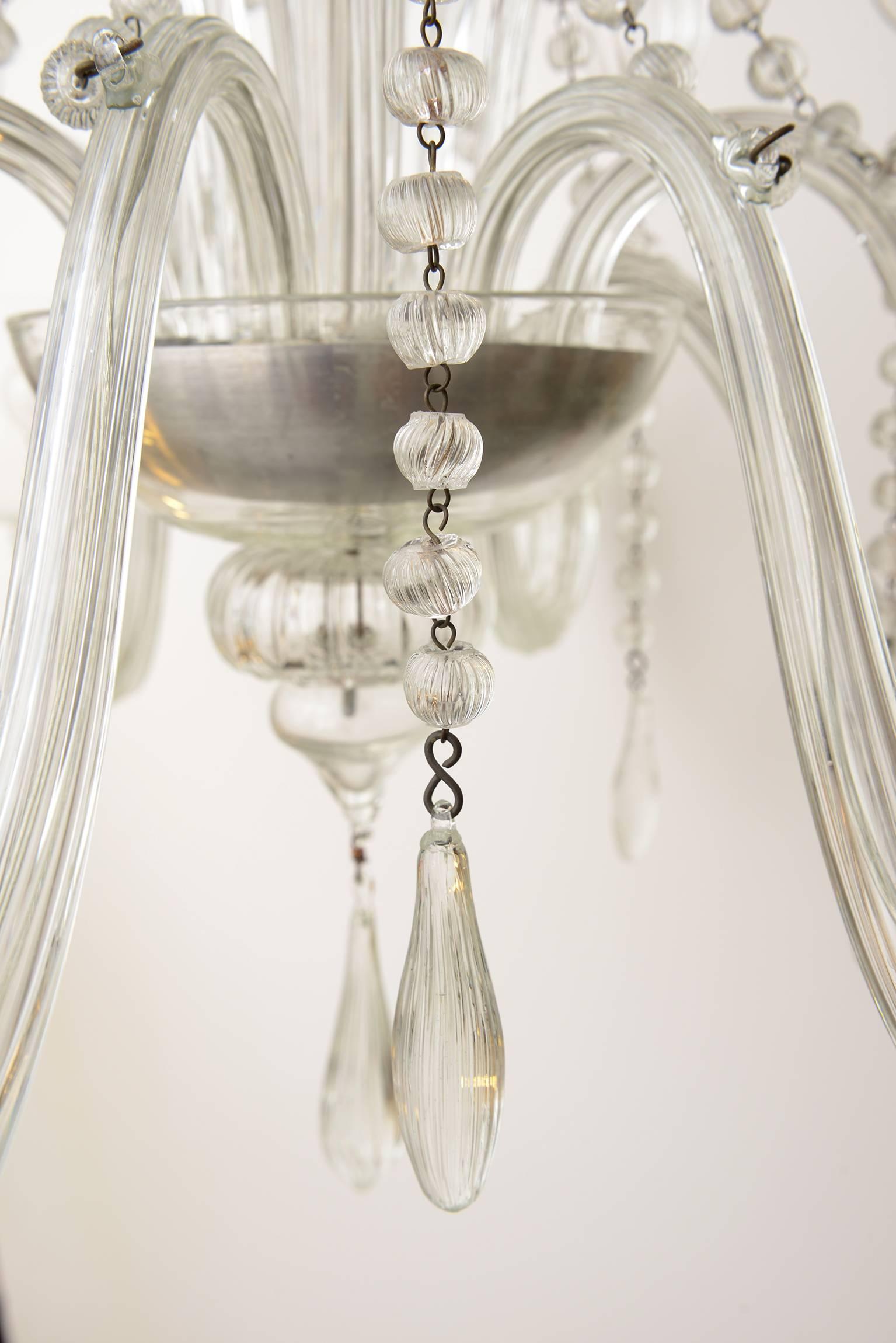  Elegant 1940s Murano Glass Chandelier by Barovier In Excellent Condition In Firenze, Toscana