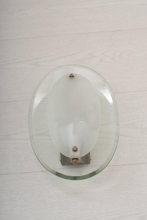 Six Oval Curved and Beveled Glass Wall Lights by Cristal Art, 1960 For Sale at 1stdibs
