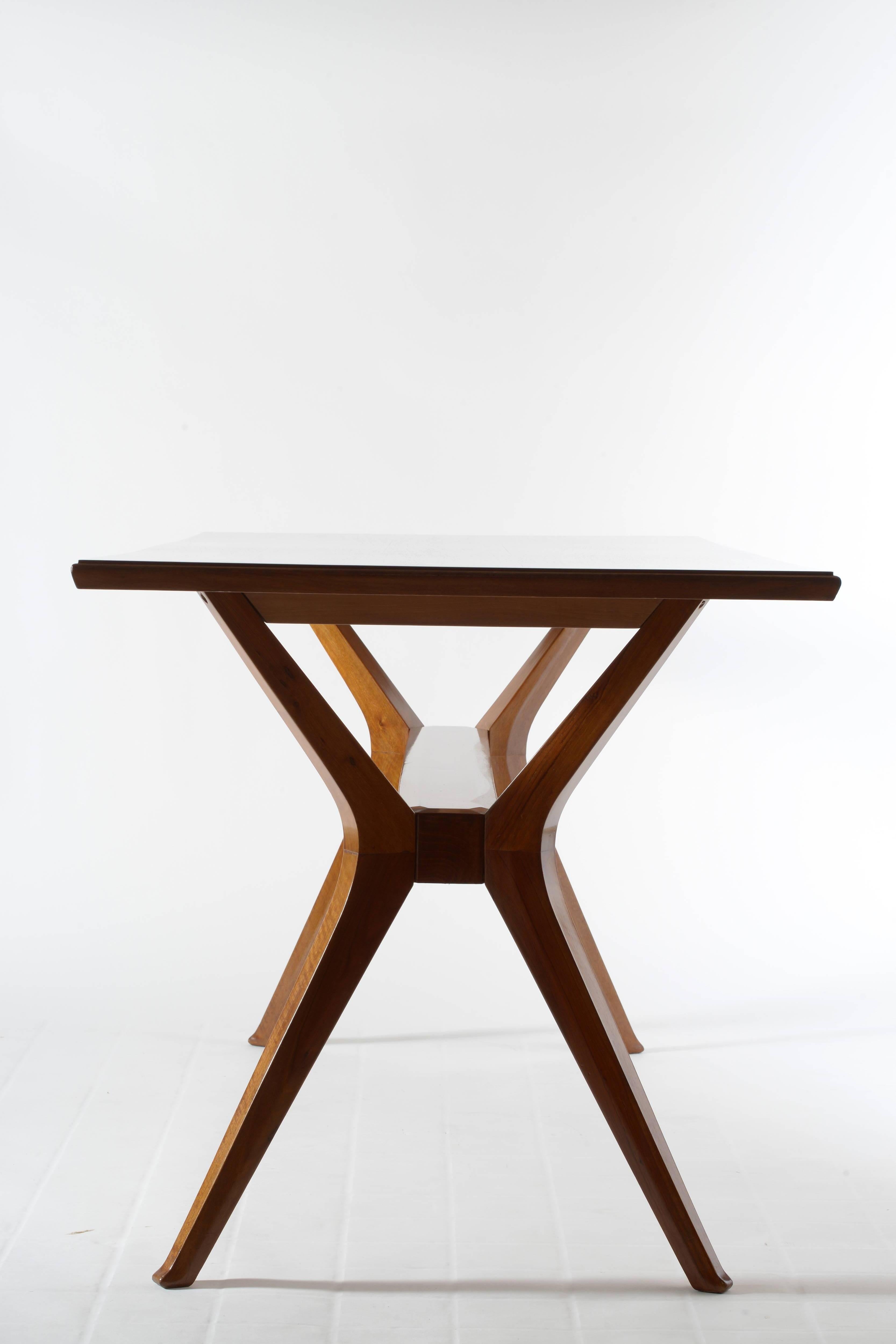 Mid-Century Modern Slender Italian Solid Walnut Dining Table or Consolle by Arch Italo Gamberini