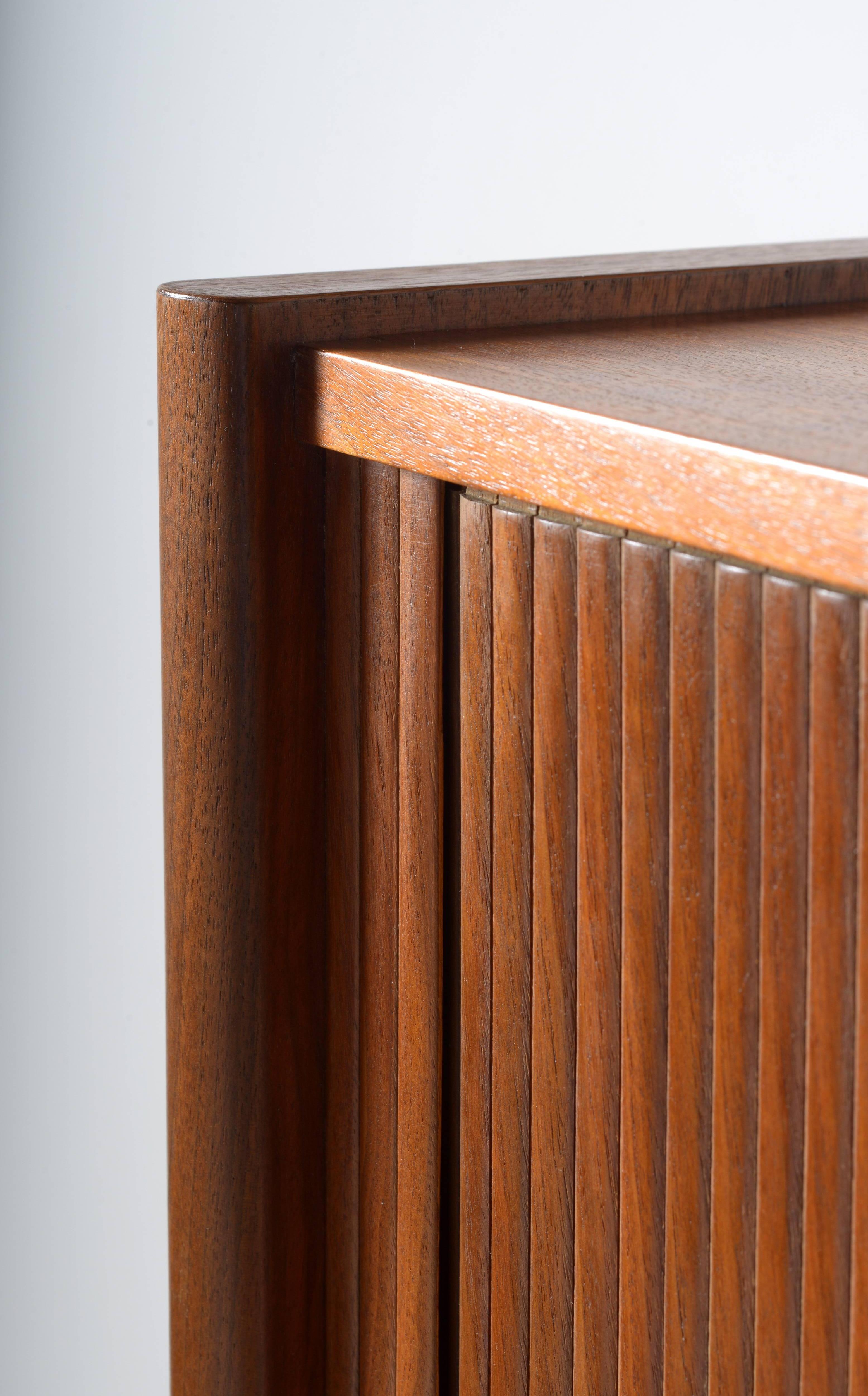 Mid-20th Century Elegant 1950s Danish Teak Wood Sliding Doors Sideboard