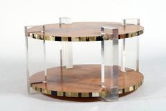 Outstanding High Quality Italian 1960s Round Lucite and Tuja Burl Coffee Table