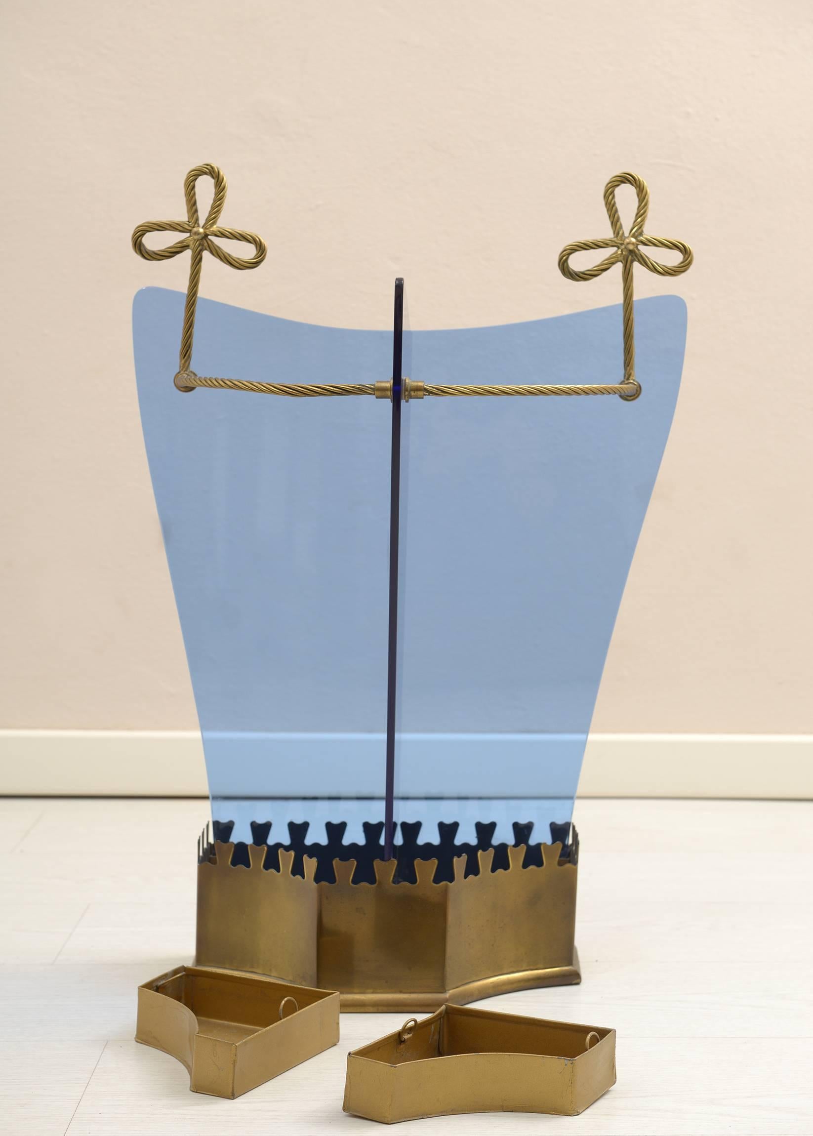 Mid-20th Century Special Italian Bleu Beveled Tempered Cristal Umbrela Stand by Cristal Art, 1950