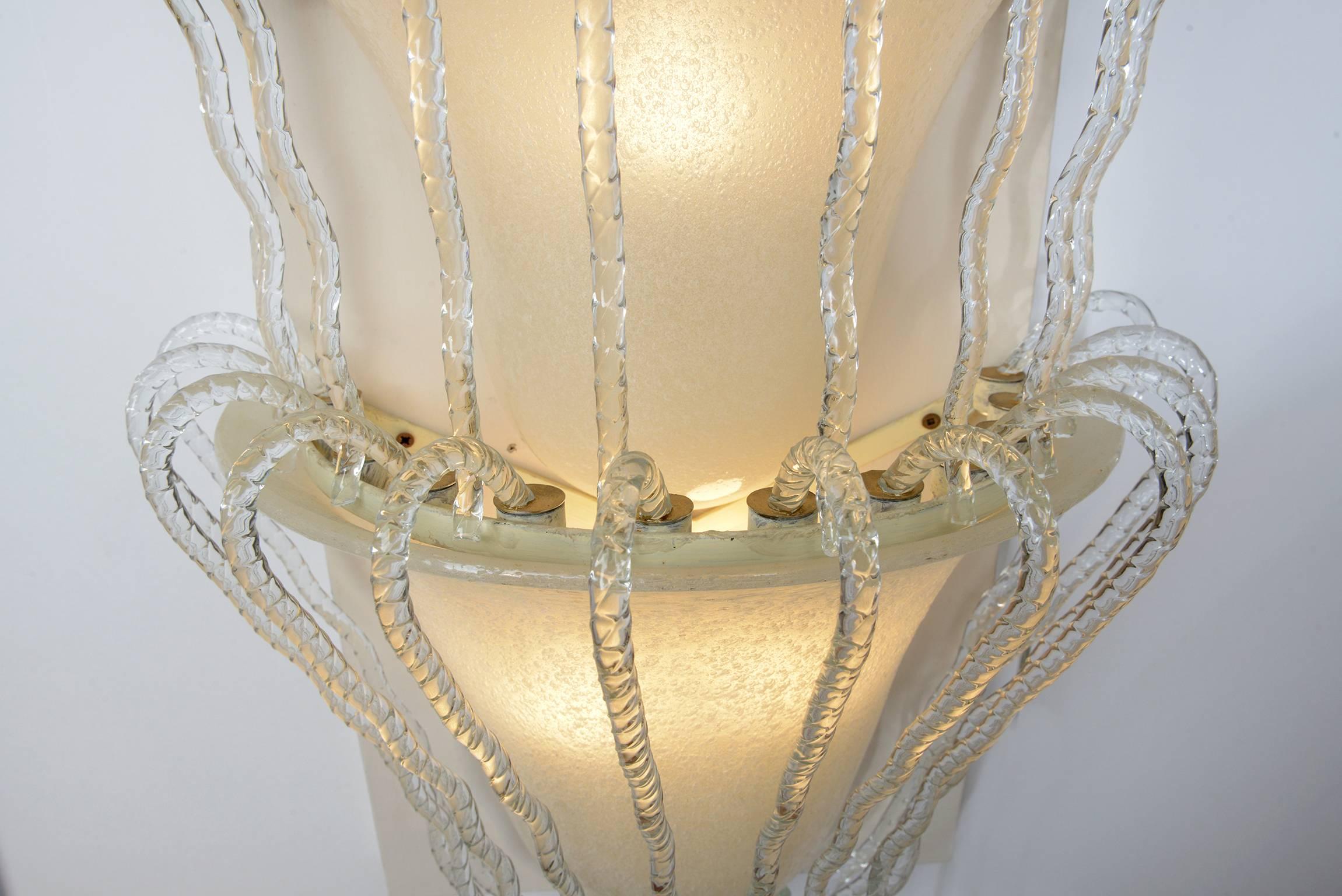 Four Big Murano Glass Wall Lights by Barovier, 1930s 2