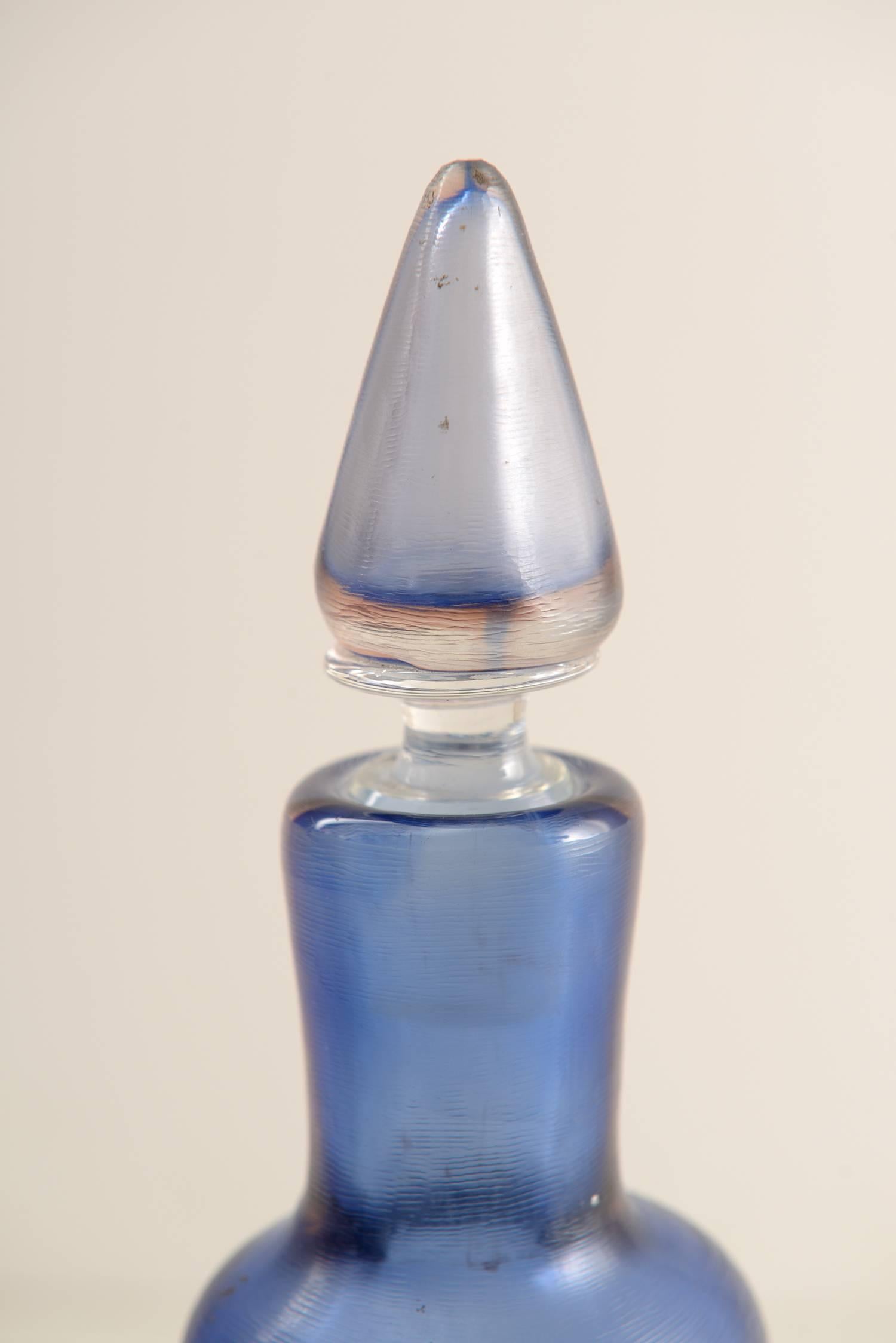 Mid-Century Modern Mid-20 Century Murano Engraved and Overline Colored Bottle by Paolo Venini