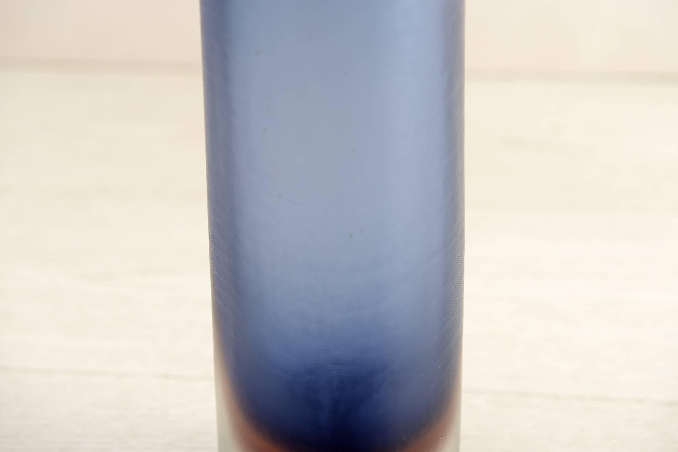 Italian Mid-20 Century Murano Engraved and Overline Colored Bottle by Paolo Venini