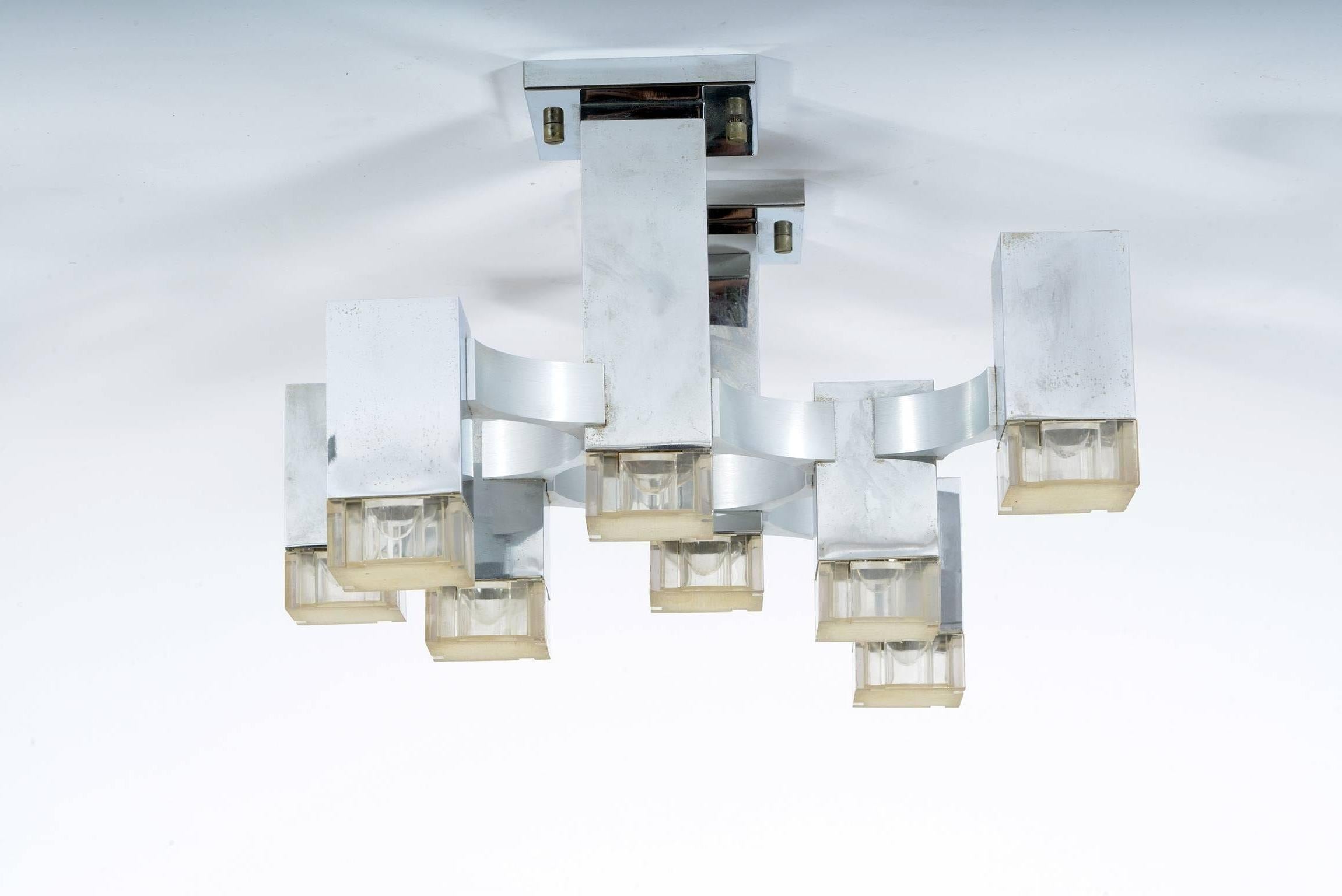Eight Lights Wall Light or Flush Mounted by Sciolari Series Cubic, Mid-Century 1
