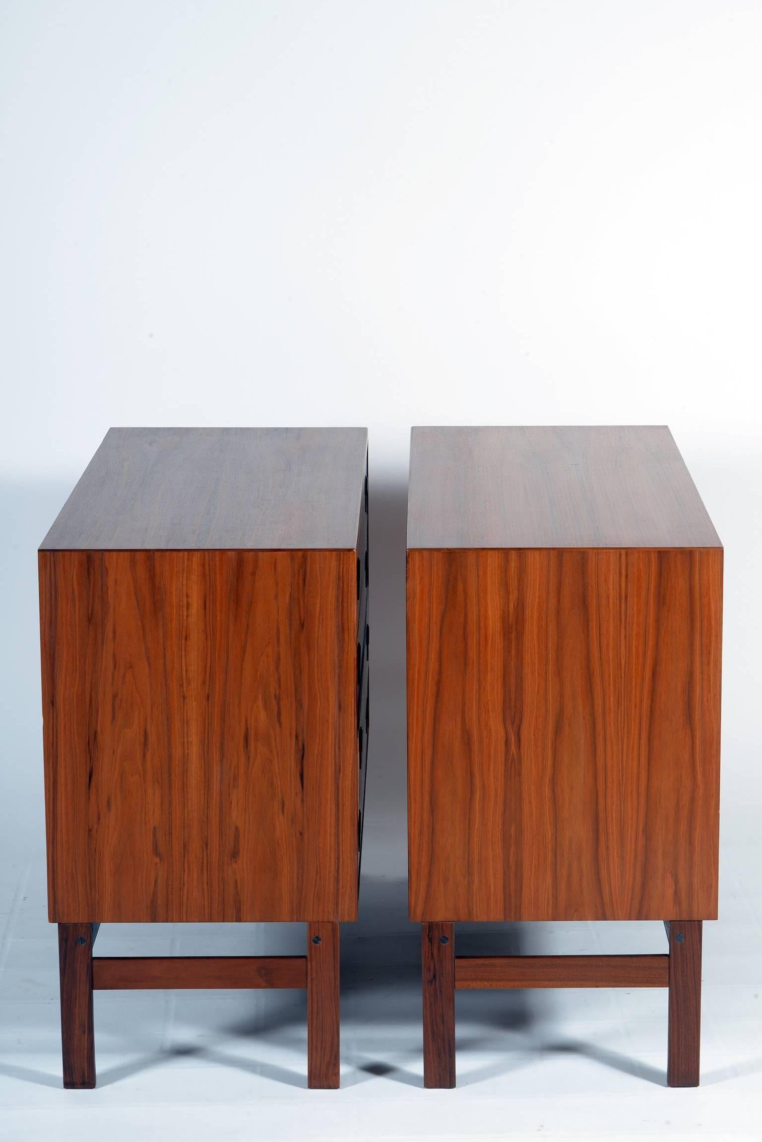 Pair of Danish Mid-20th Century Teak Wood Chest and Credenza, Signed 2