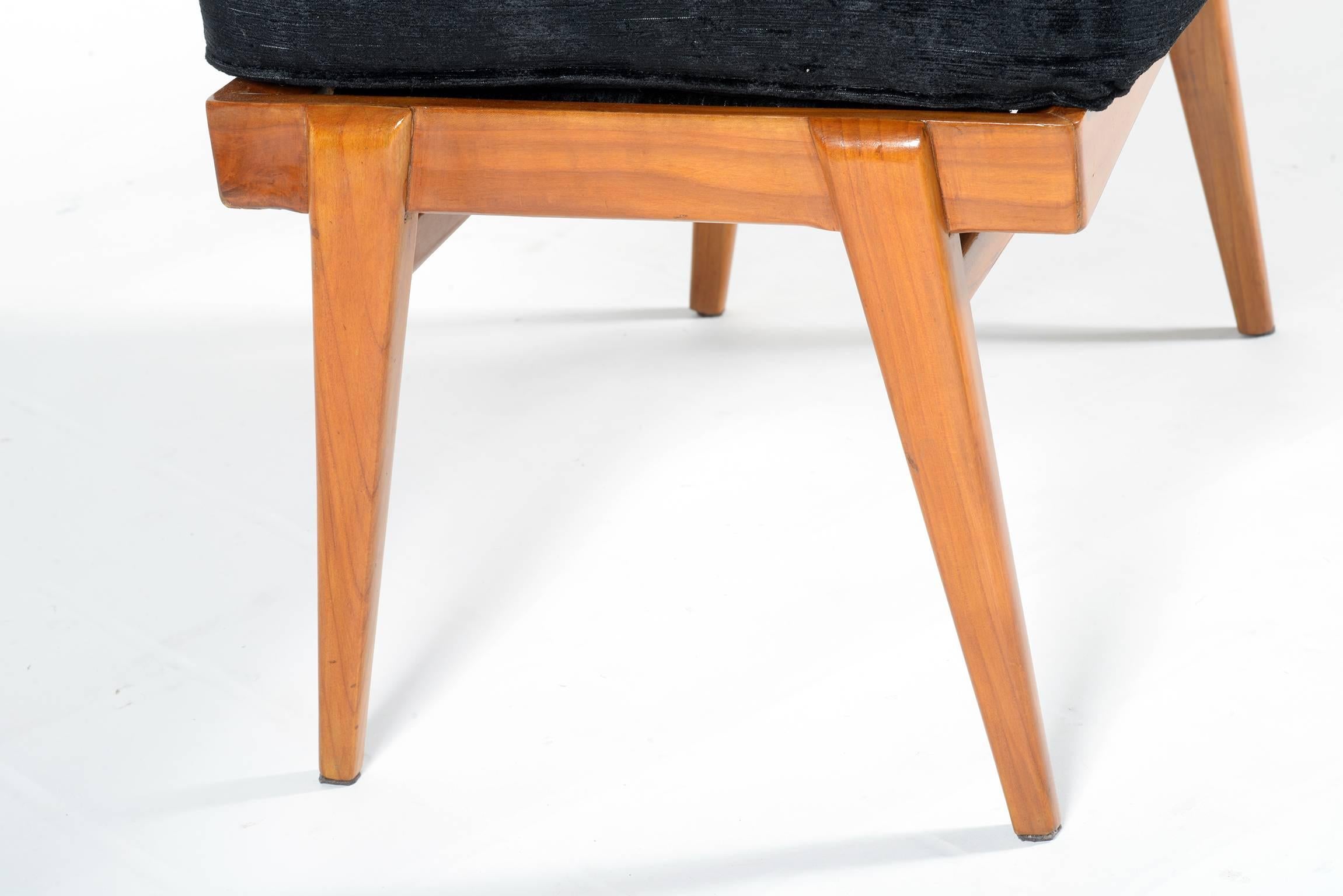 Mid-20th Century Pair of Mid-Century Solid Cherry Stools by Manufacture Camea, Signed & Patented