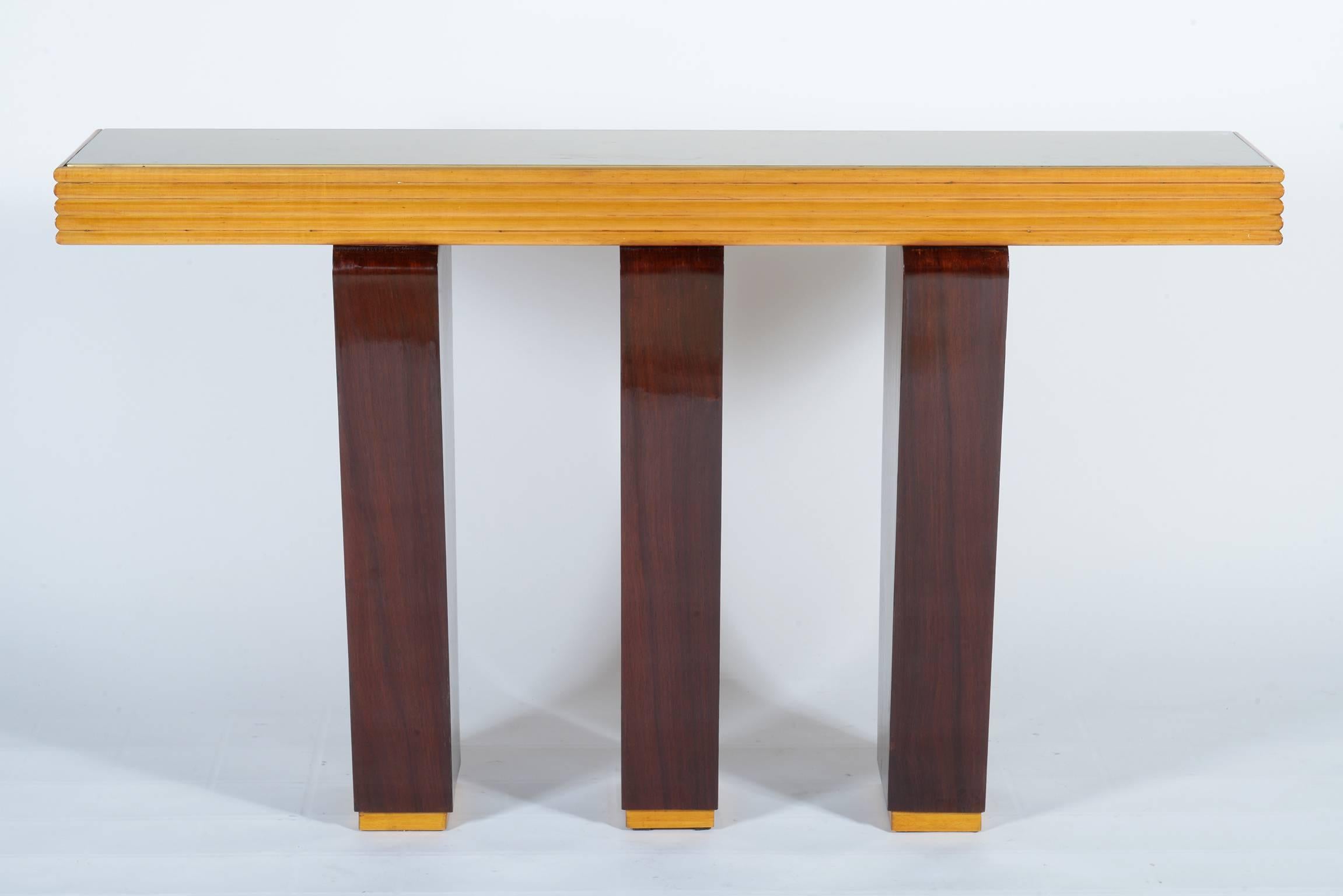 Italian Mid-Century Double Color Wood Console by Architect Cesare Scoccimarro In Excellent Condition In Firenze, Toscana