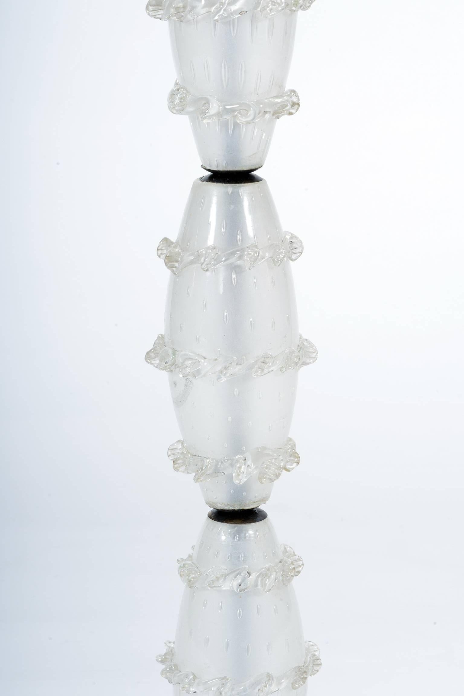 Mid-Century Modern Pair of Italian Murano Glass Mid-Century Table Lamps