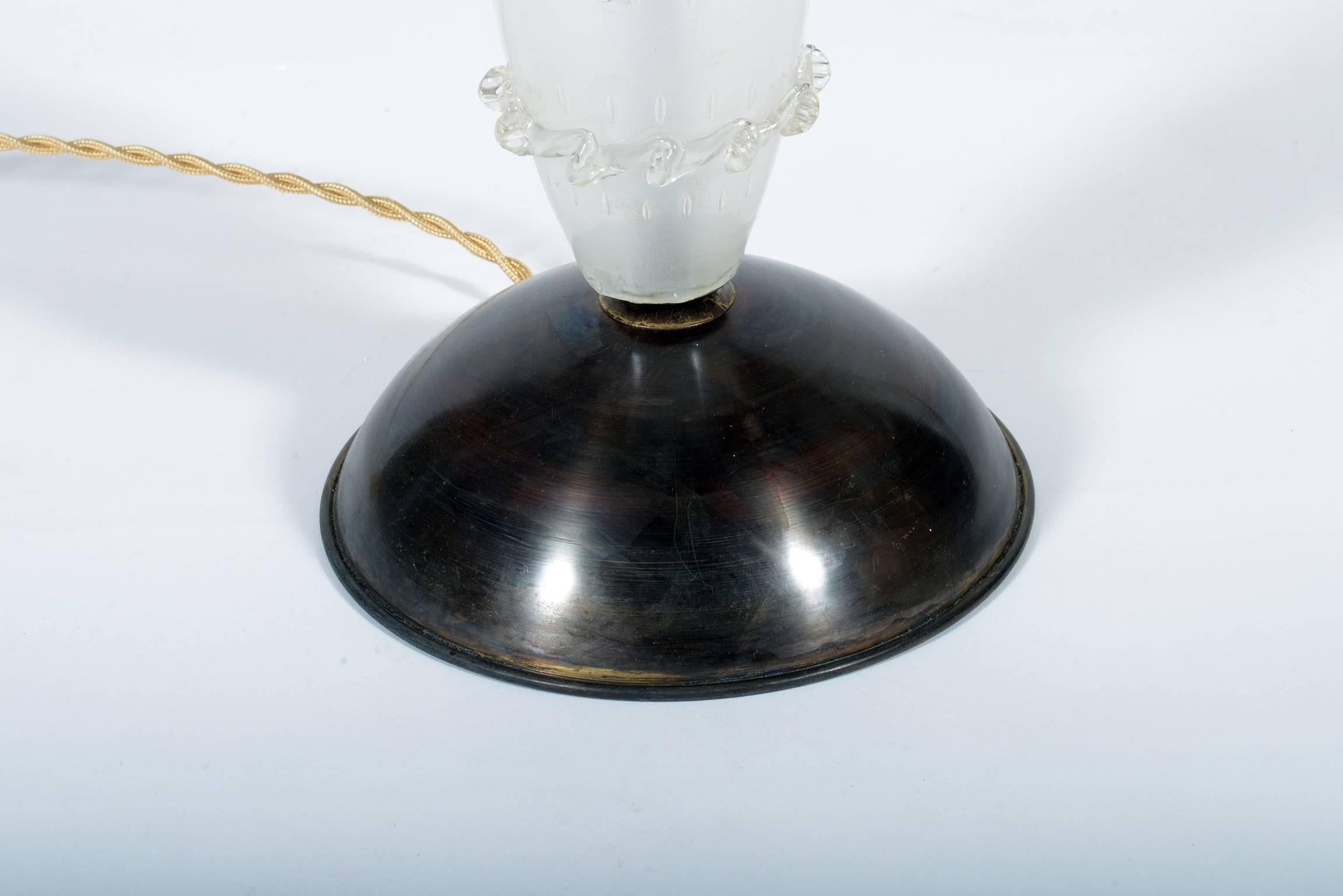Mid-20th Century Pair of Italian Murano Glass Mid-Century Table Lamps