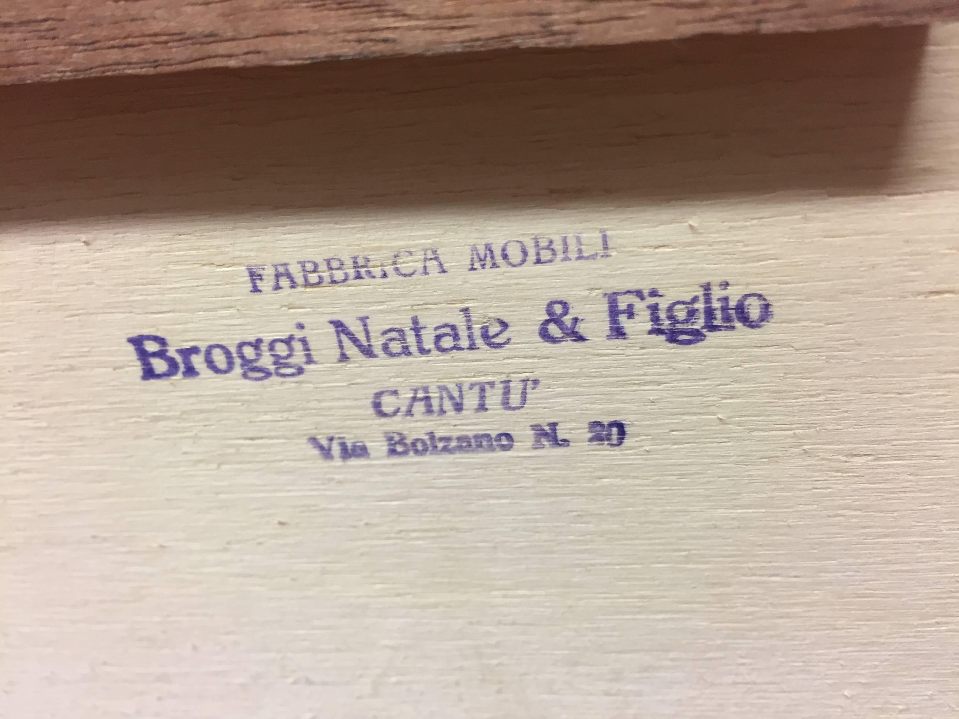 Mid-Century Elegant Solid precious wood Grooved Credenza by Broggi, Signed 3