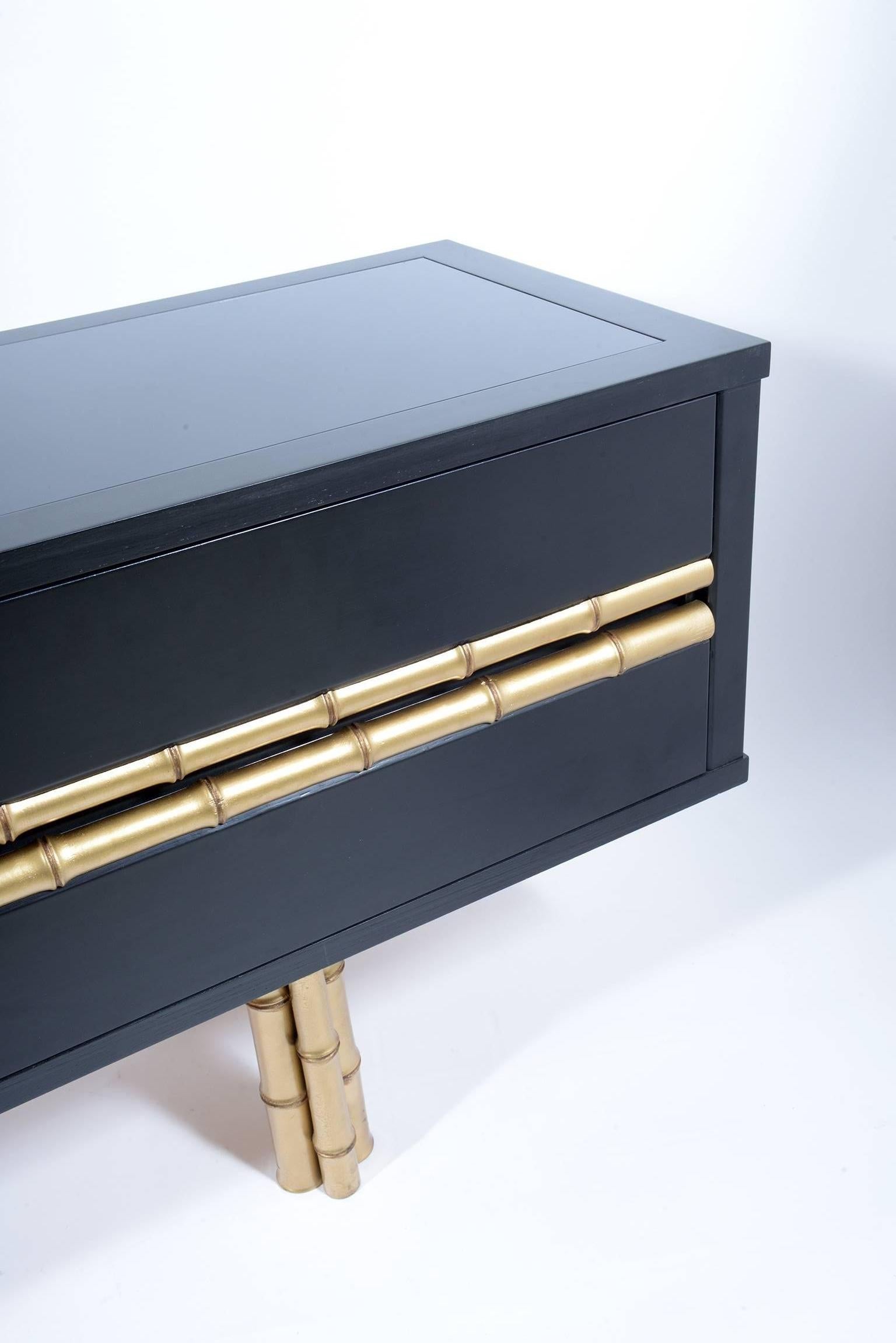 Mid-20th Century Mid-Century Italian Black and Gold Chest of Drawer