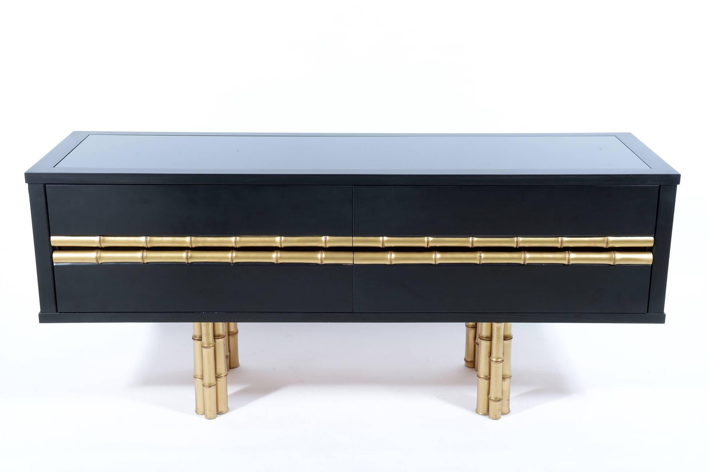 Mid-Century Modern Mid-Century Italian Black and Gold Chest of Drawer