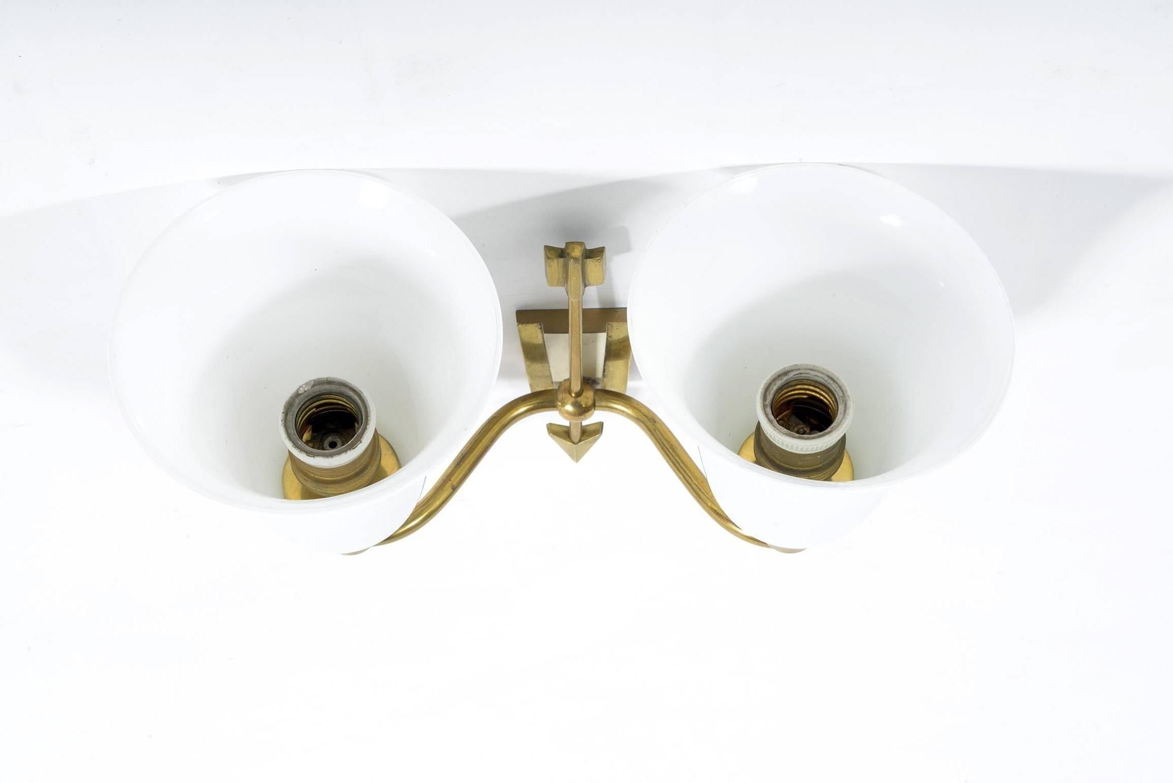 Two  Italian 1940s Double Arms Wall Lights by Arch Emilio Lancia 4