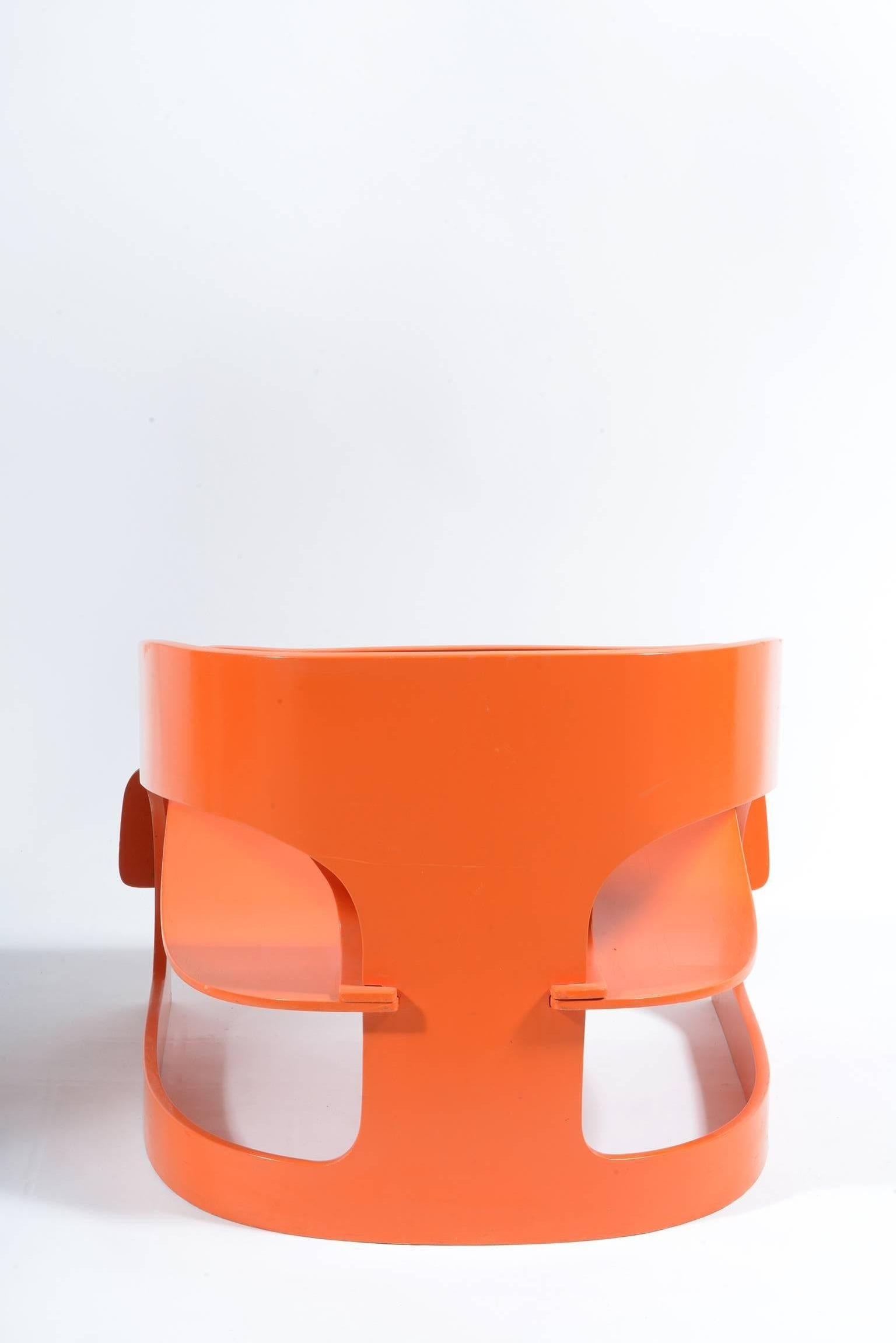 Italian Iconic Mid-Century Orange Armchair by Joe Colombo for Kartell