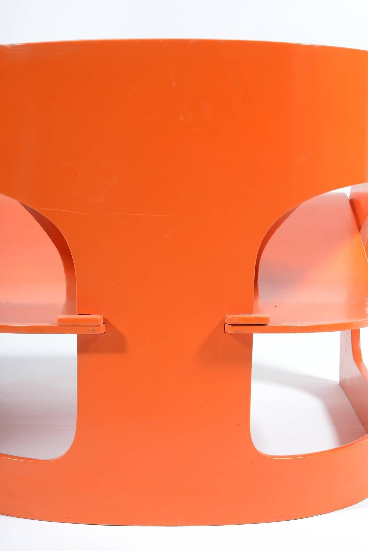 Iconic Mid-Century Orange Armchair by Joe Colombo for Kartell 1