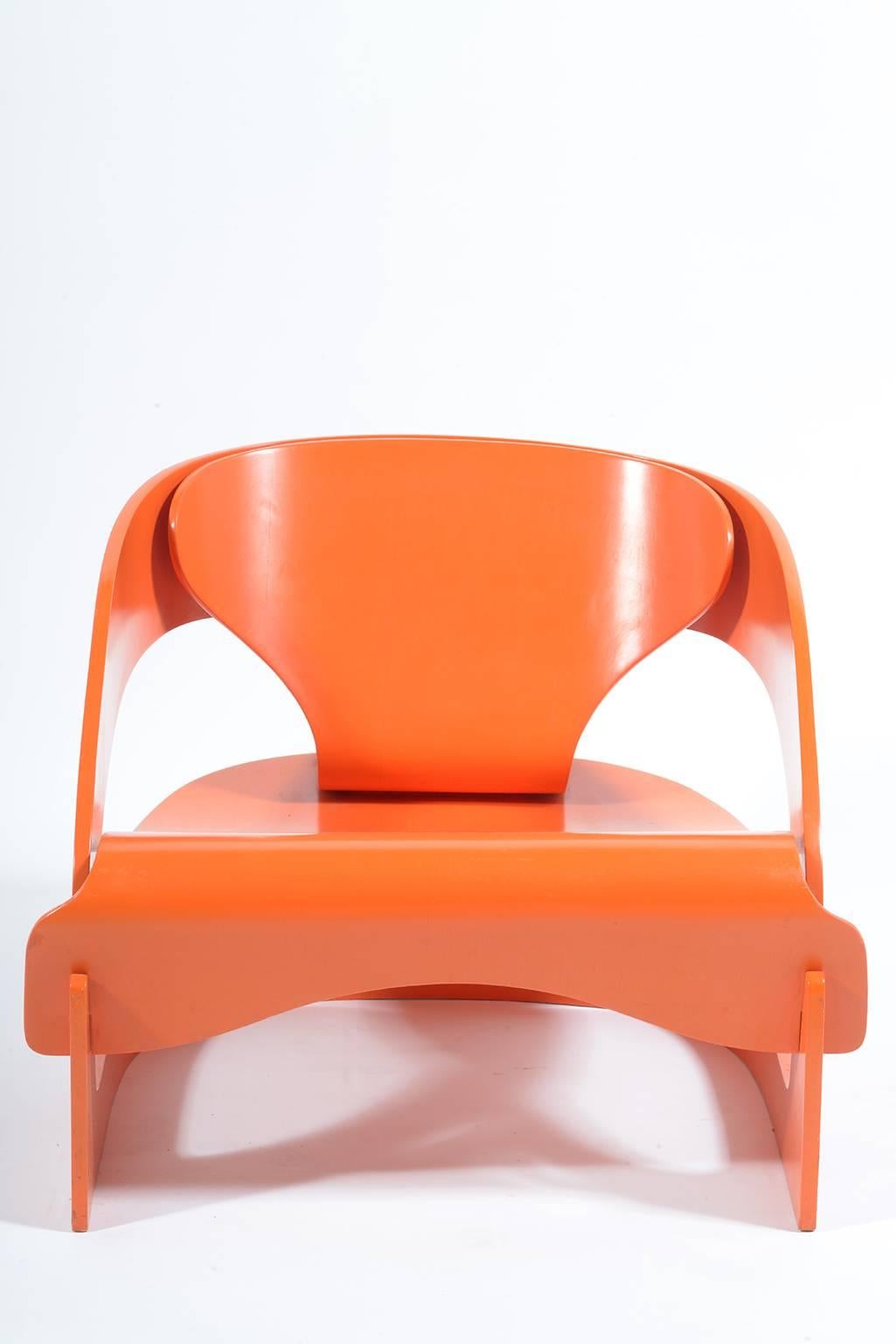 Mid-Century Modern Iconic Mid-Century Orange Armchair by Joe Colombo for Kartell