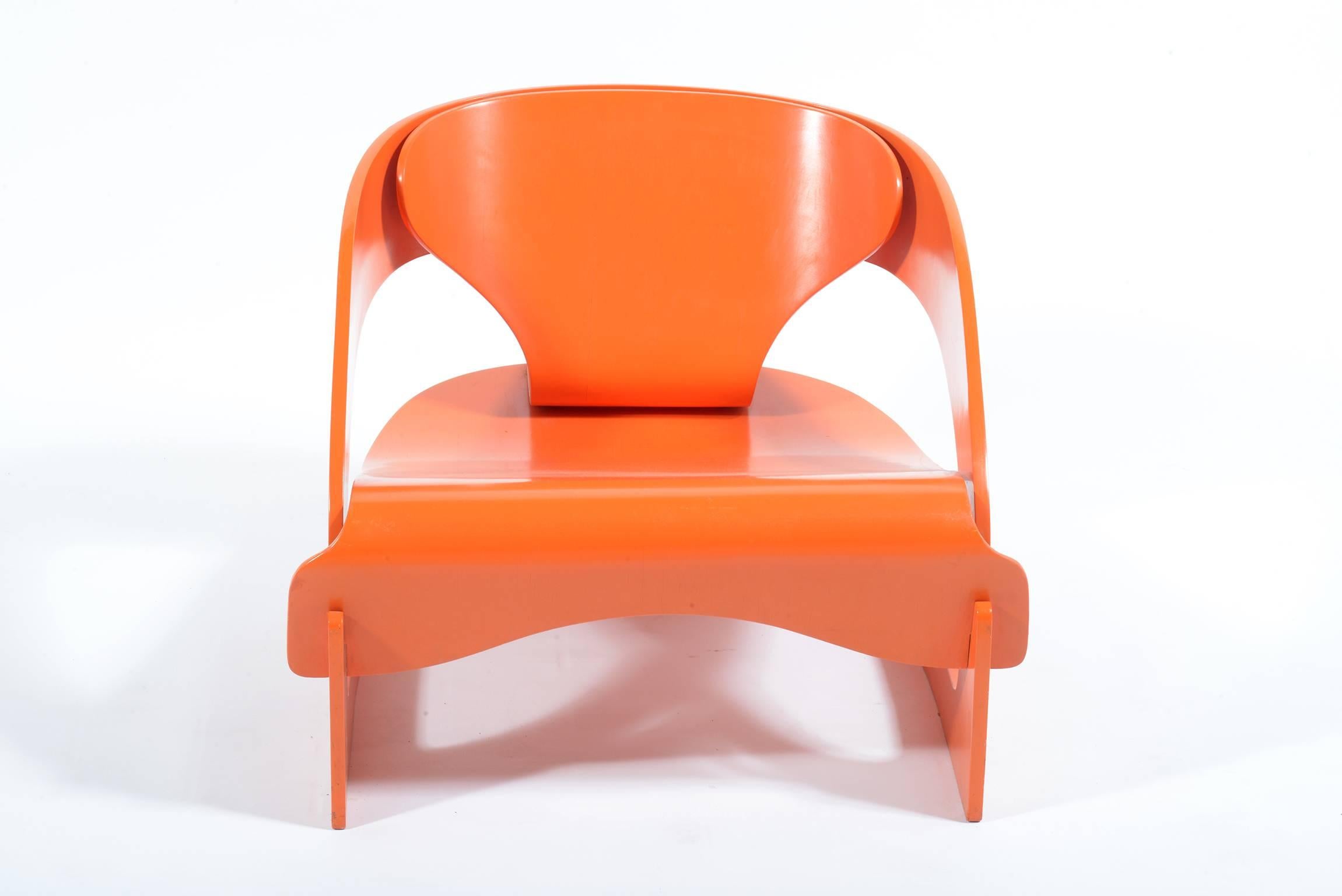 Mid-20th Century Iconic Mid-Century Orange Armchair by Joe Colombo for Kartell