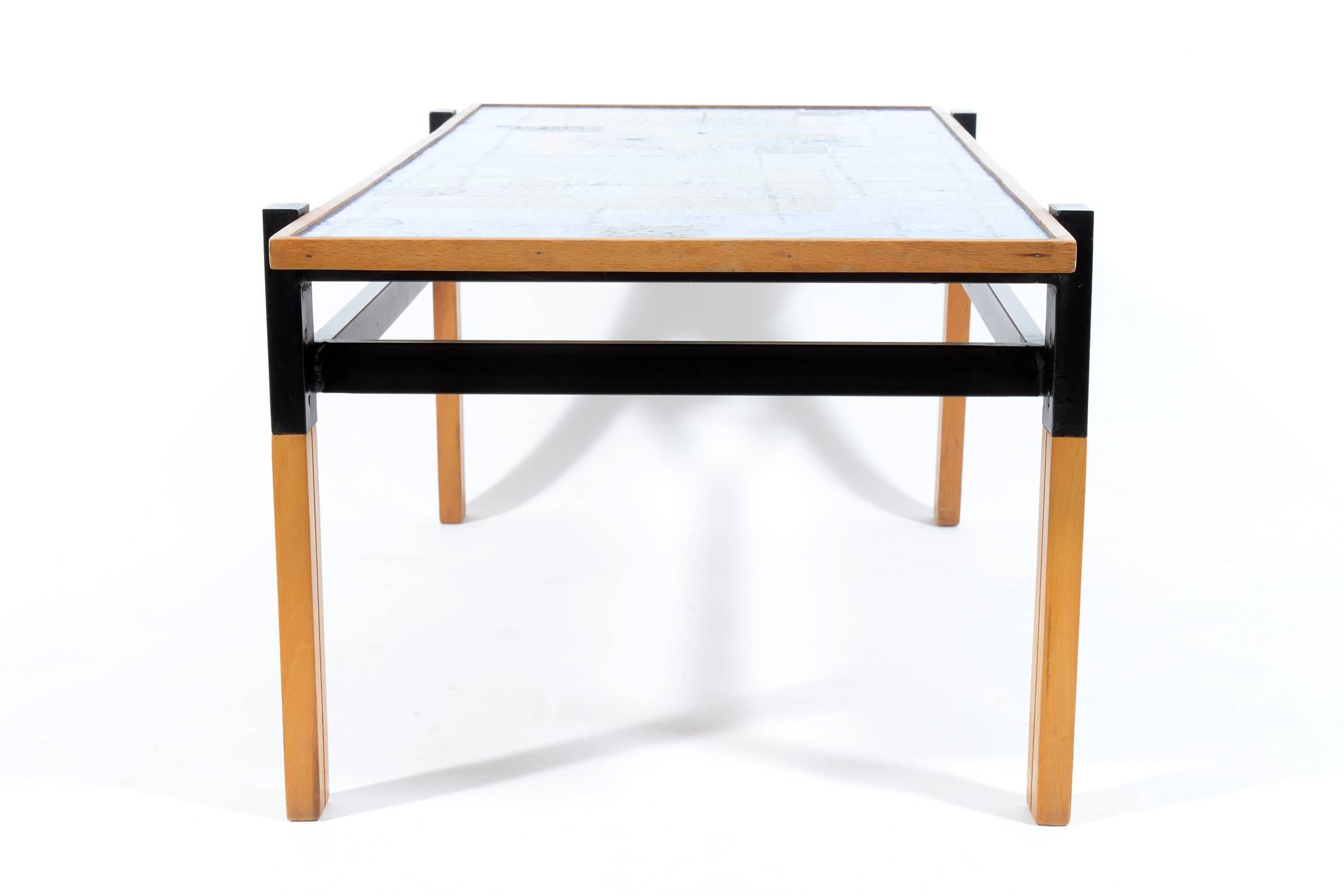 Mid-20th Century Mid-Century Italian Enamelled Top with Abstract Decoration Coffe Table By Siva