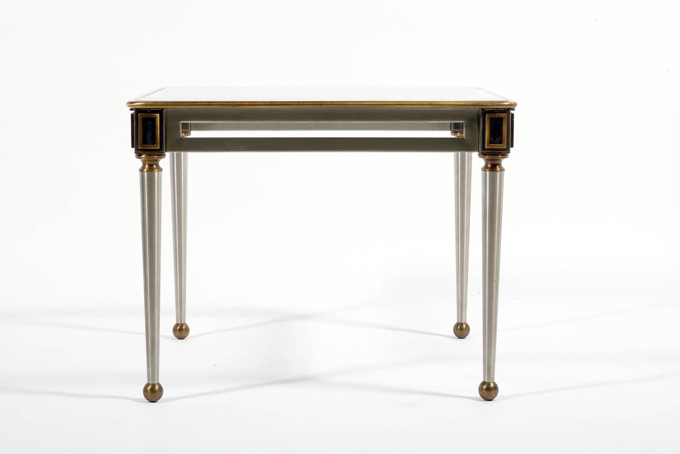 Pair of Mid-Century Italian Steel and Brass Side Table by Banci In Excellent Condition For Sale In Firenze, Toscana