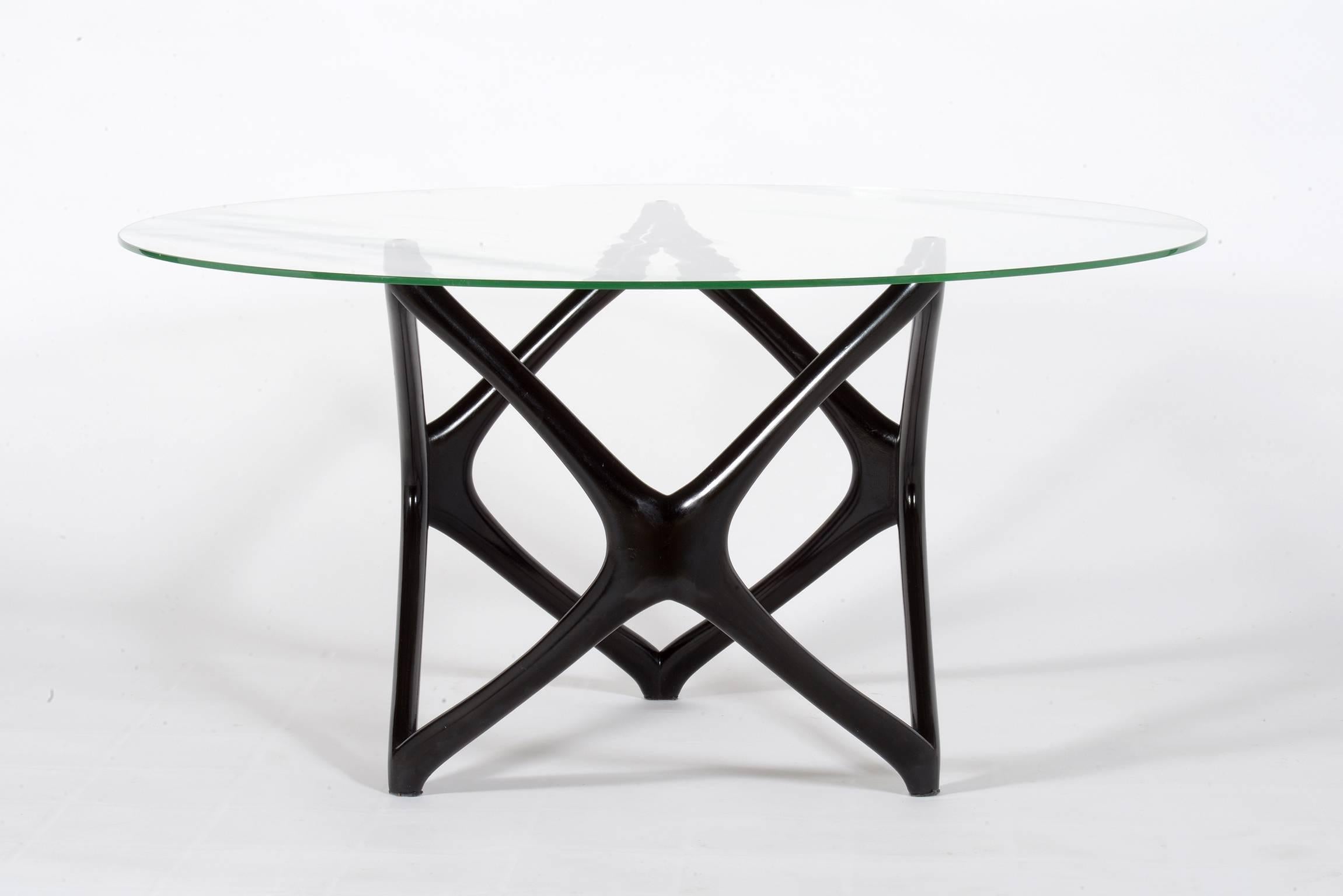 Cesare Lacca Midcentury  Italian Coffee or Side Table Black laquered wood 1950's In Good Condition In Firenze, Toscana