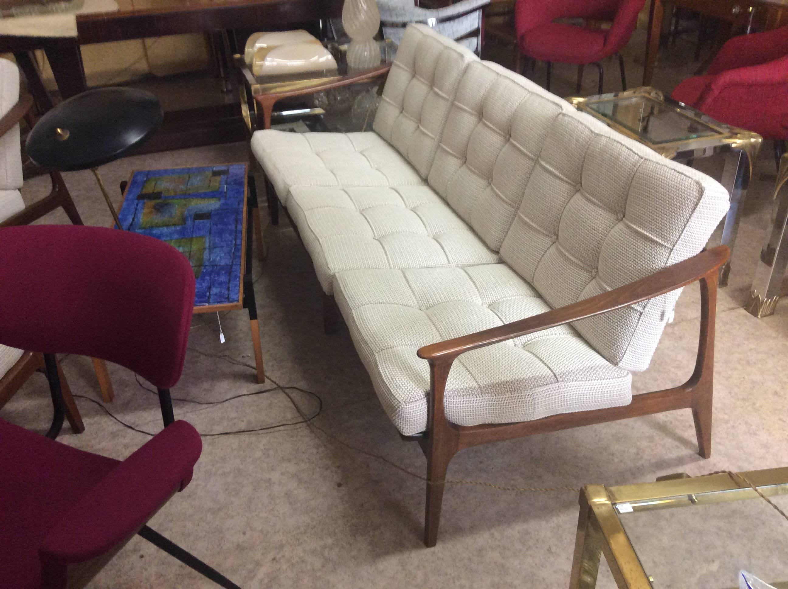 Fabric Mid-Century Italian Three Seats Sofa For Sale