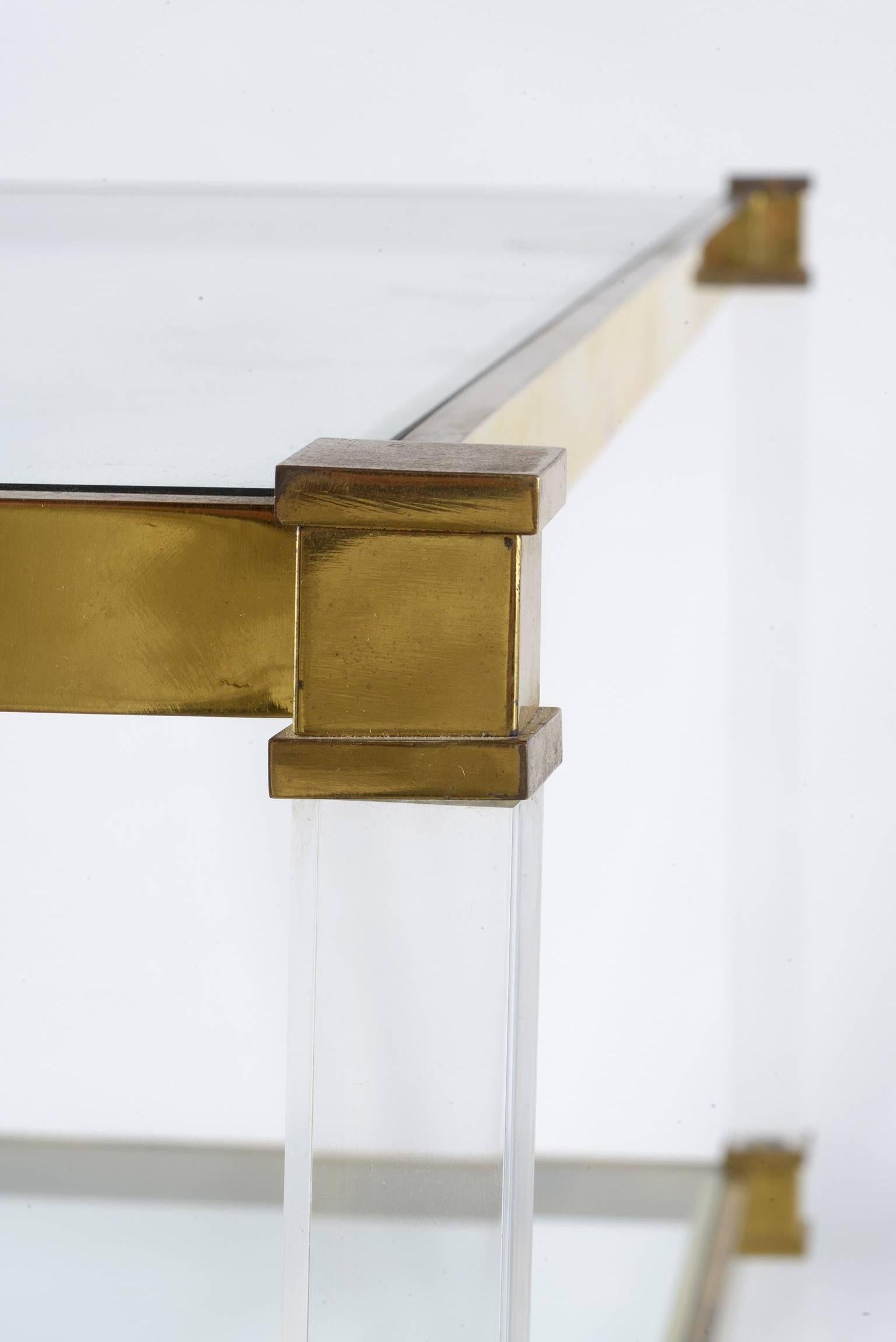 Midcentury Lucite, Brass and Glass Shelf-Console-Étagère 2