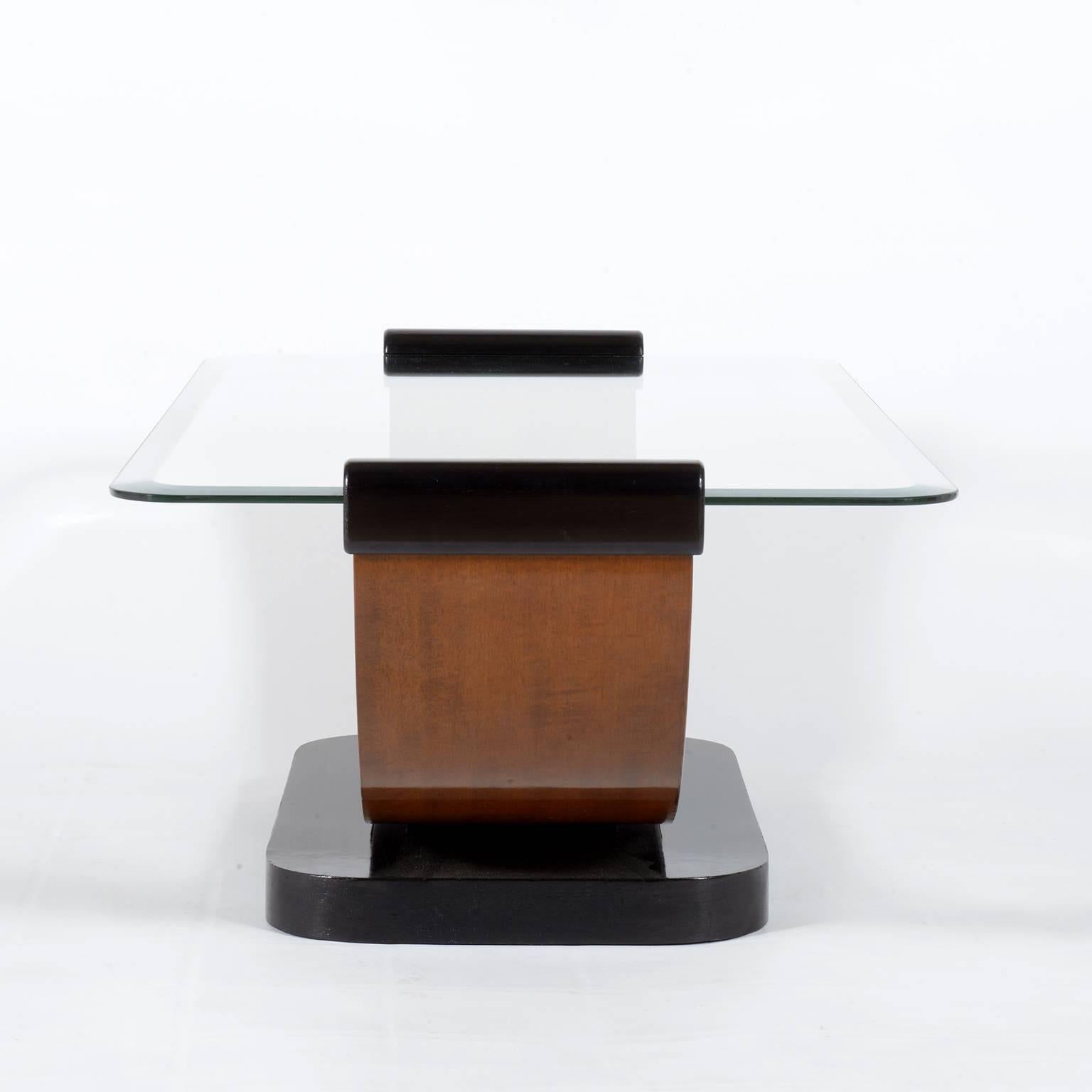 Mid-20th Century Italian 1940 Coffee Table with Bevelled Glass Top