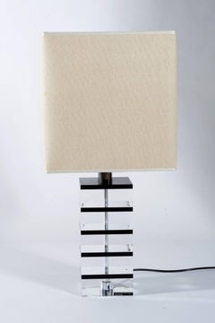 Felice Antonio Botta Midcentury Italian signed Lucite Table Lamp , 1960's -
